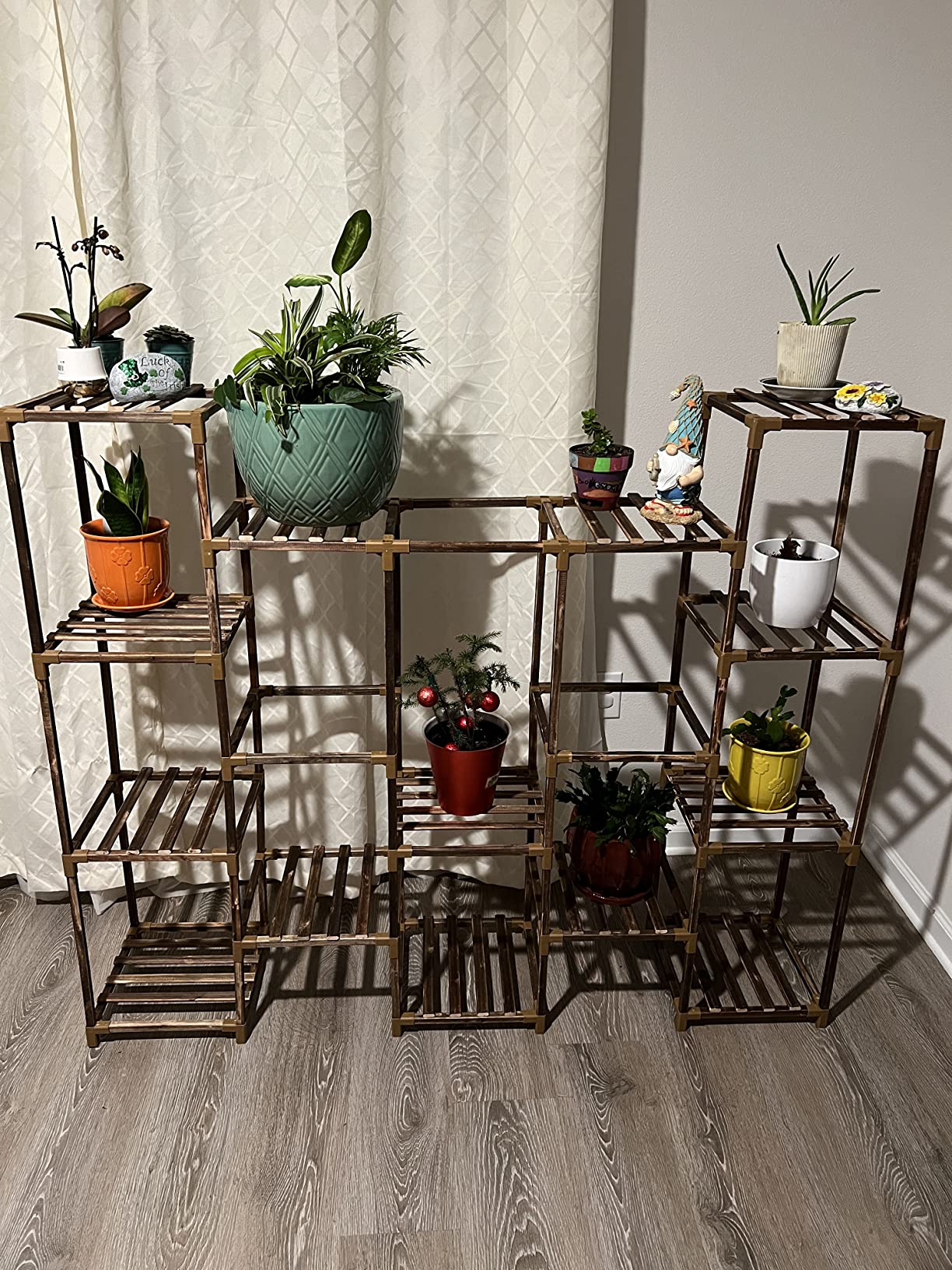 Bamworld Plant Stand Indoor Plant Shelf Outdoor Wood Plant Rack | for Multiple Plants 3 Tiers Ladder Plant Holder for Living Room Patio Boho Home Decor for Gardening customer photo 1