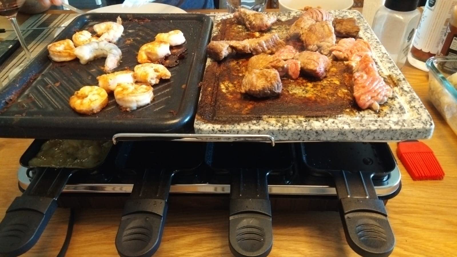 Voohek Raclette Grill Indoor Grills Electric Smokeless Korean BBQ Grill Table, 2 in 1 Nonstick Plate & Cooking Stone with Raclette Cheese Pans &Spatula, Griddle Adjustable Temperature 1300W Home Party customer photo 1