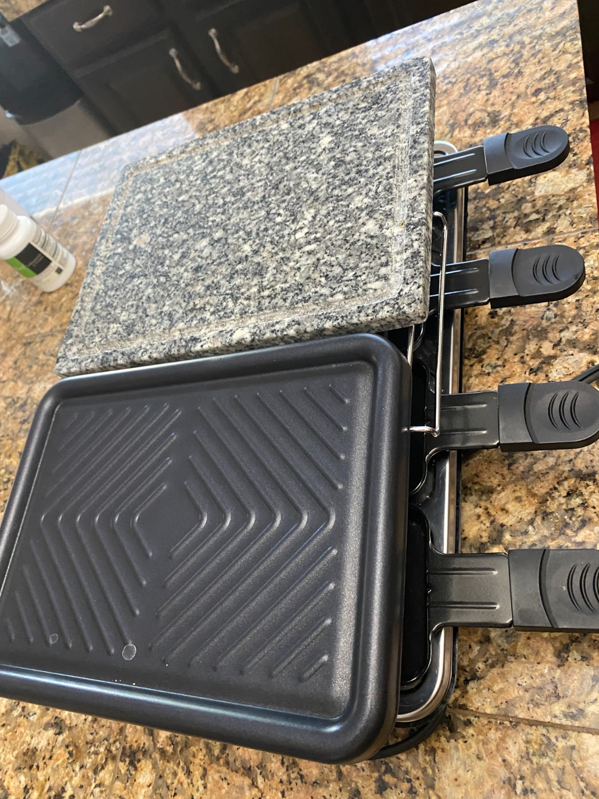 Voohek Raclette Grill Indoor Grills Electric Smokeless Korean BBQ Grill Table, 2 in 1 Nonstick Plate & Cooking Stone with Raclette Cheese Pans &Spatula, Griddle Adjustable Temperature 1300W Home Party customer photo 2