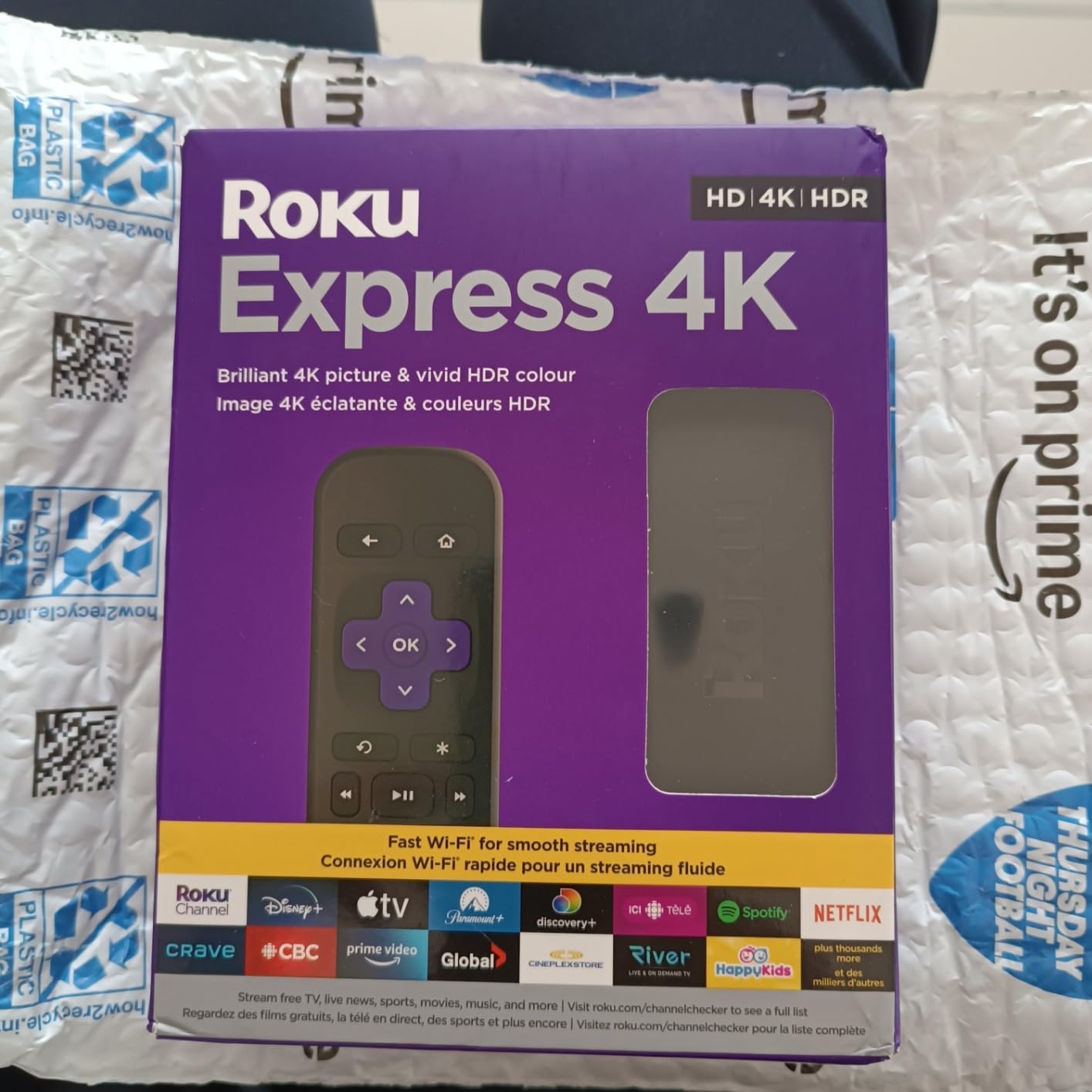Roku Express 4K 2022 | Streaming Media Player HD/4K/HDR with Smooth Wireless Streaming and Roku Simple Remote with TV Controls, Includes Premium HDMI Cable customer photo 2