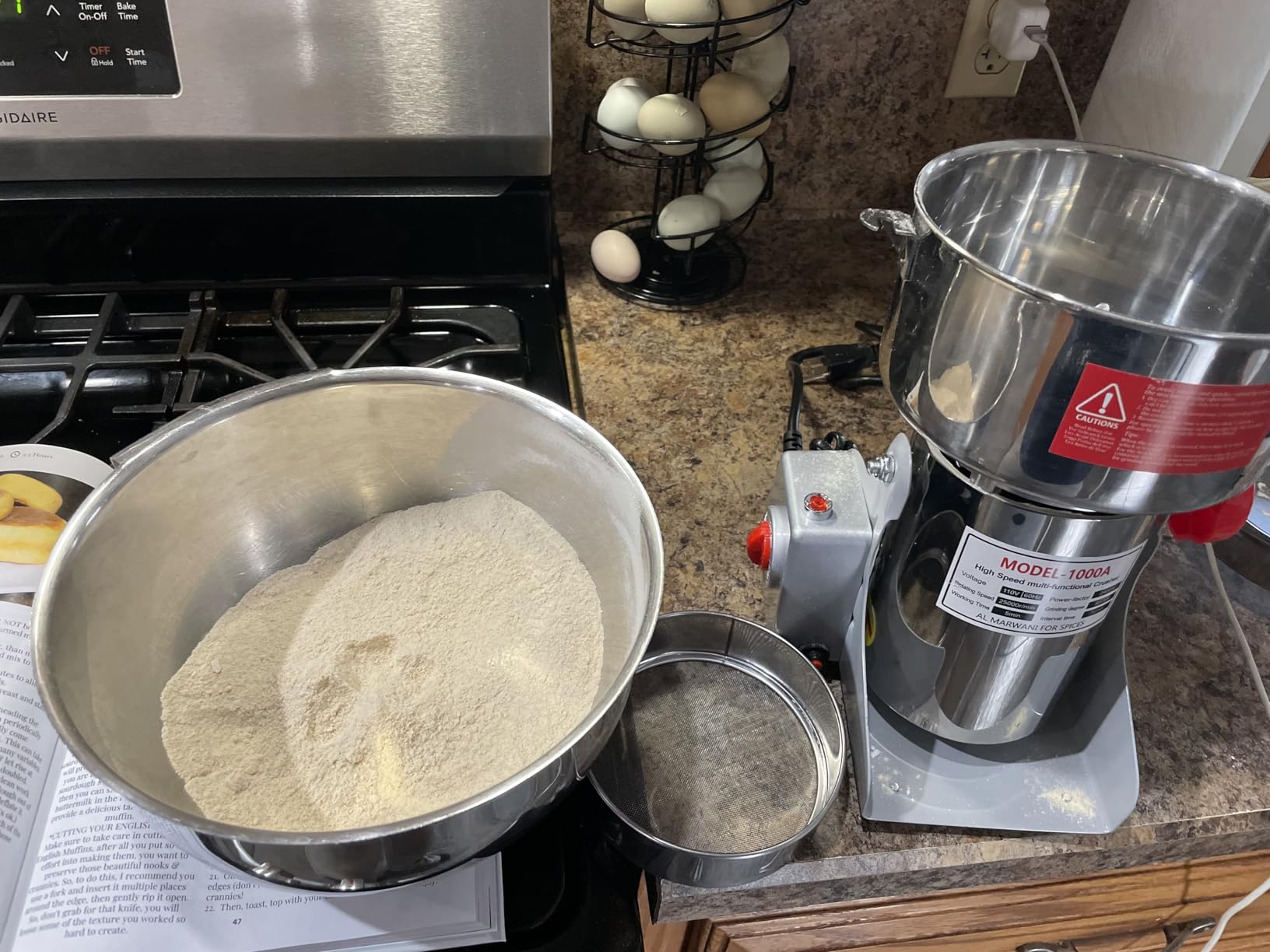 Electric Grain Grinder Mill 1000g High-speed Spice Herb Mill Commercial Powder Machine for Dry Cereals Grain Herb Spice Coffee Corn Bean (1000g Stand Type) customer photo 1