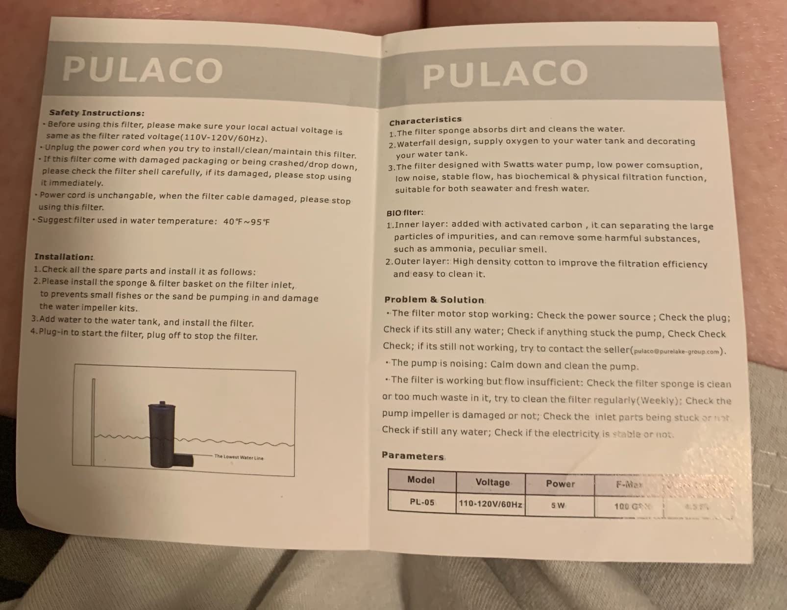 PULACO Aquarium Internal Filter 3 to 20 Gallons, for Turtle Tanks, Reptiles, Amphibians, Frog, Cichlids, Newt or Fish Tank customer photo 1