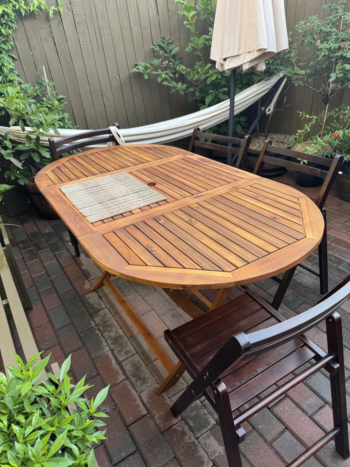 vidaXL Solid Acacia Wood Folding Patio Table - Elegant Outdoor Dining Furniture for Garden, Terrace, Patio customer photo 1