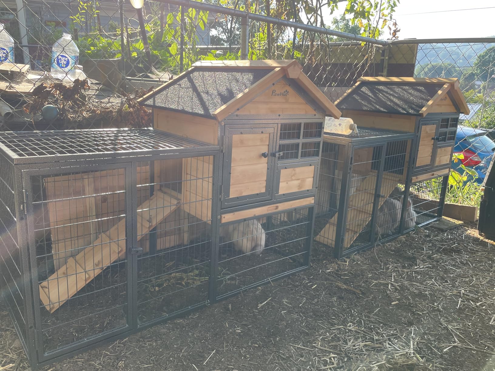 PawHut 2-Level Rabbit Hutch Bunny House with Weatherproof Hinged Asphalt Roof, Removable Tray and Ramp for Outdoor customer photo 1