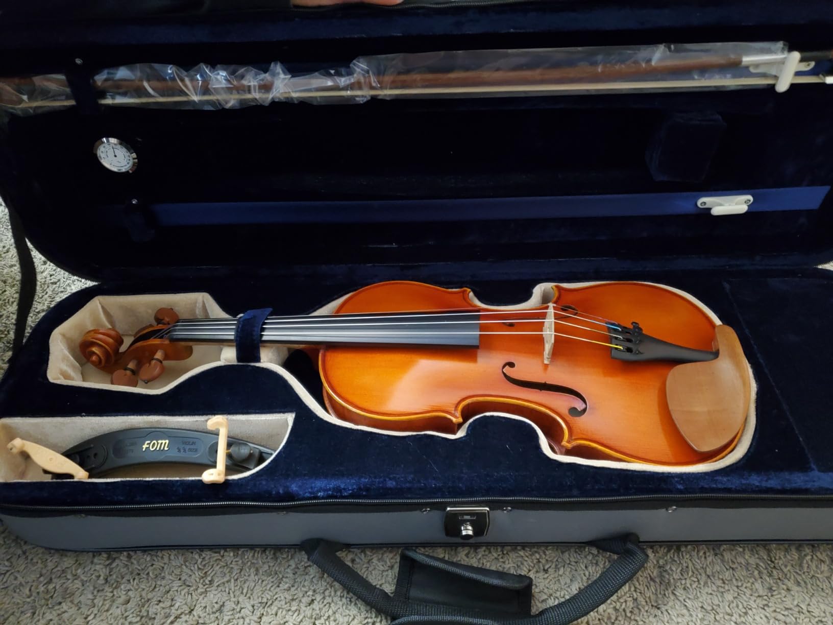 D Z Strad Model 220 Violin with Dominant strings, bow, case, rosin and shoulder rest - Open Clear Tone (4/4 - Size) customer photo 1