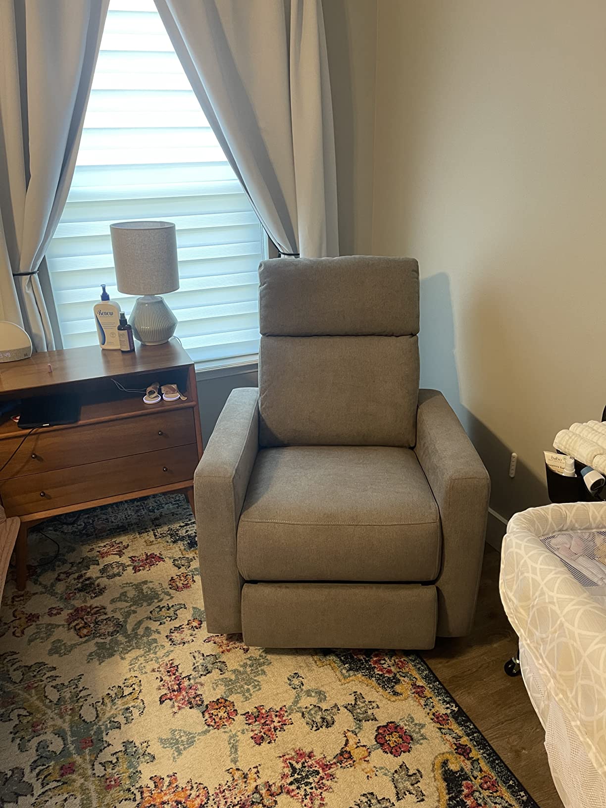 The Glider Premium Power Recliner Nursery Glider Chair with Adjustable Head Support | Designed with a Thoughtful Combination of Function and Comfort | Built-in USB Charger (Ivory) customer photo 1
