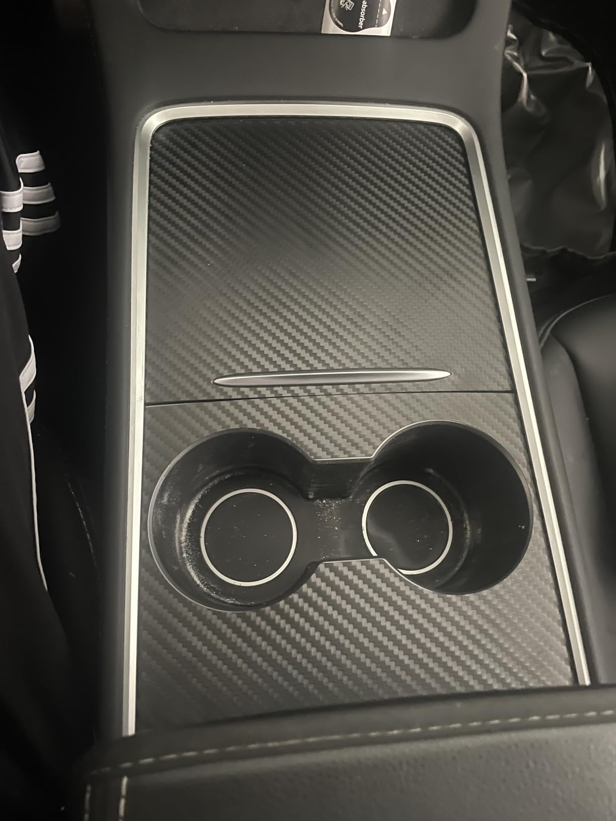 Farmogo Center Console Carbon Fiber Wrap Kit for Tesla Model Y 2020-2024 & Model 3 2021-2023 2PCS Center Console Cover Interior Decoration Wrap Kit for Tesla Model Y/3 Accessories (Matte Carbon Fiber) customer photo 1