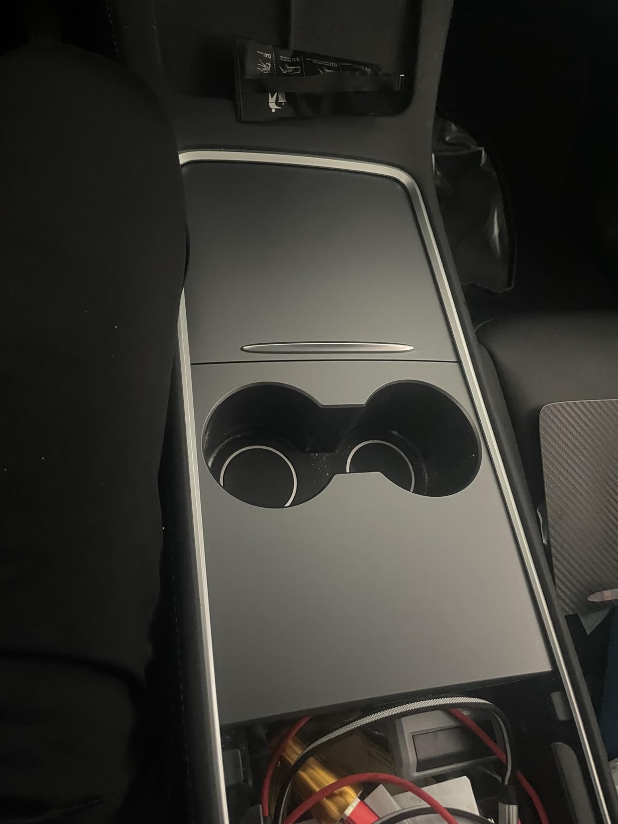 Farmogo Center Console Carbon Fiber Wrap Kit for Tesla Model Y 2020-2024 & Model 3 2021-2023 2PCS Center Console Cover Interior Decoration Wrap Kit for Tesla Model Y/3 Accessories (Matte Carbon Fiber) customer photo 2