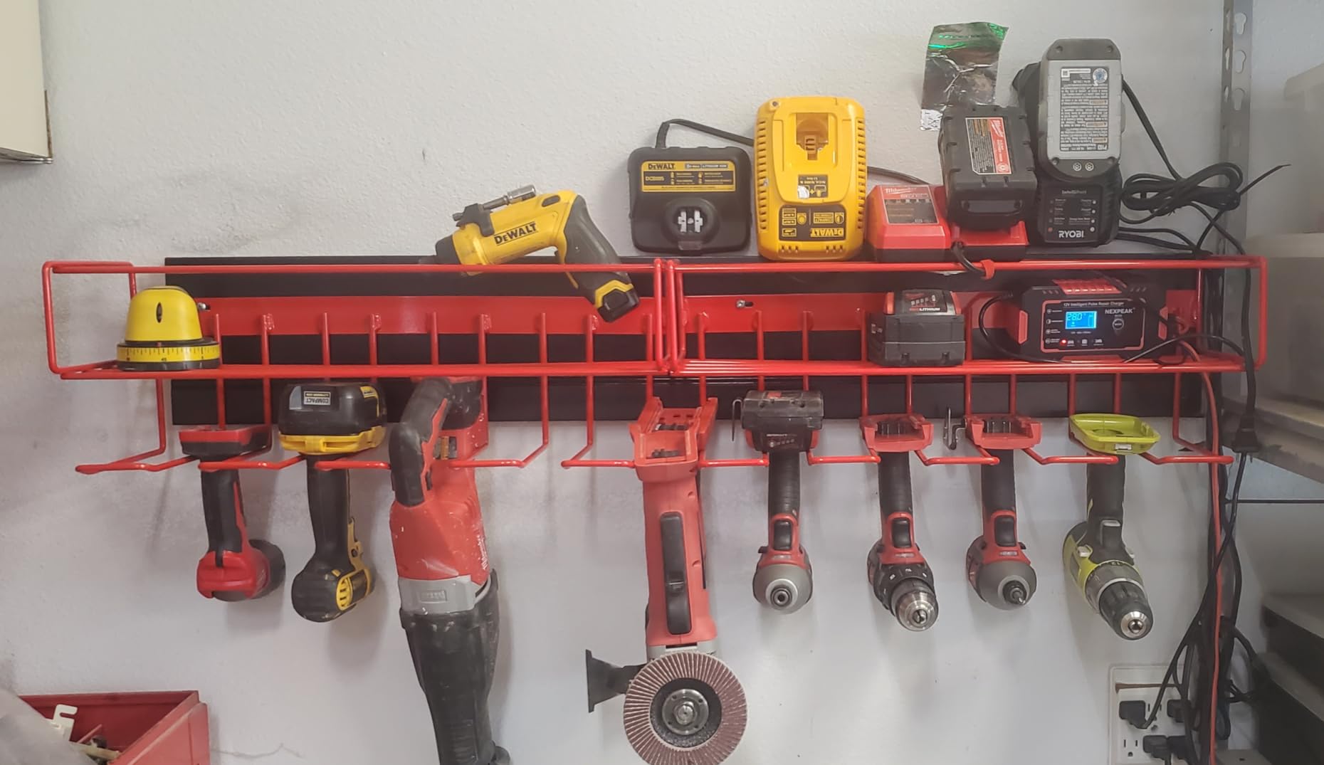 C2M Heavy Duty Floating Tool Shelf & Organizer | Wall Mounted Garage Storage Rack for Handheld & Power Tools | USA Made, 100# Weight Limit, Compact Steel Design | Perfect for Father's Day | Black customer photo 2