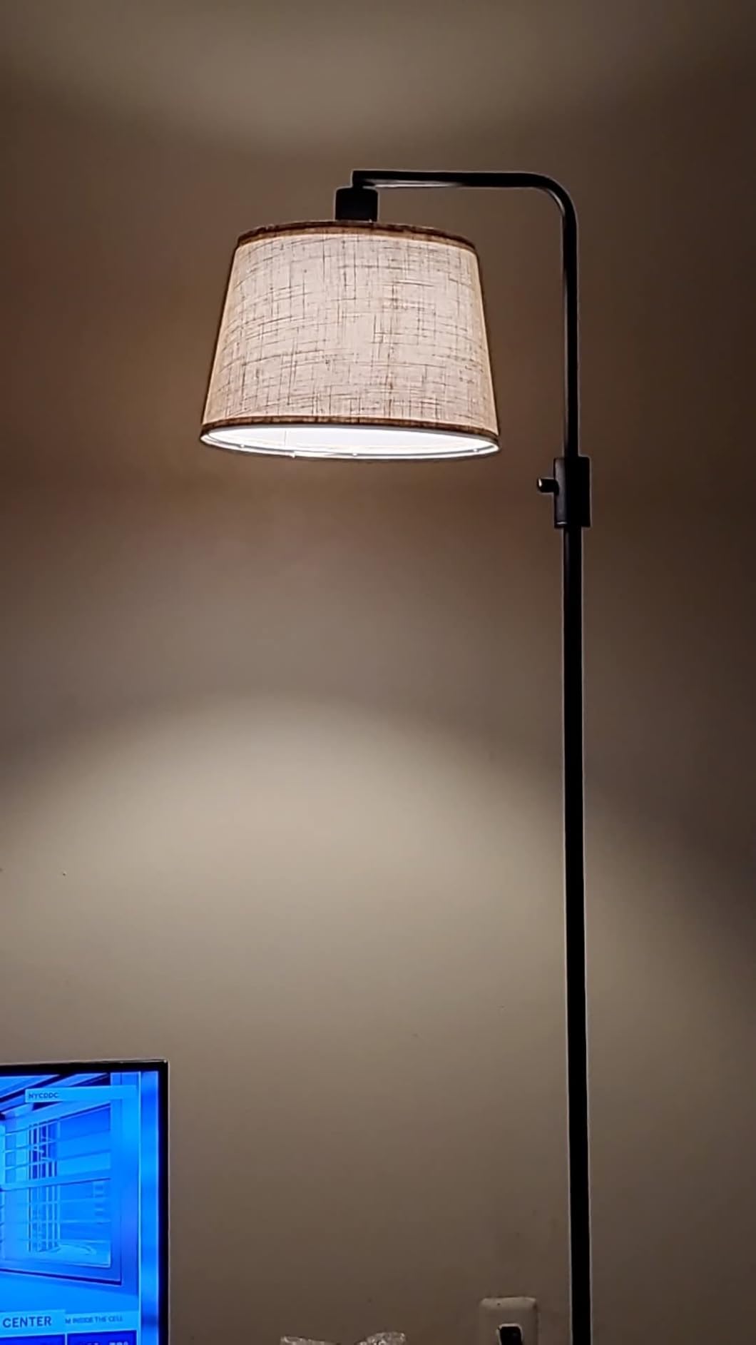 【Upgraded】 Dimmable Floor Lamp, 1000 Lumens LED Edison Bulb Included, Arc Floor Lamps for Living Room Modern Standing Lamp with Linen Shade, Tall Lamp for Bedroom Office Dining Room- Black customer photo 1