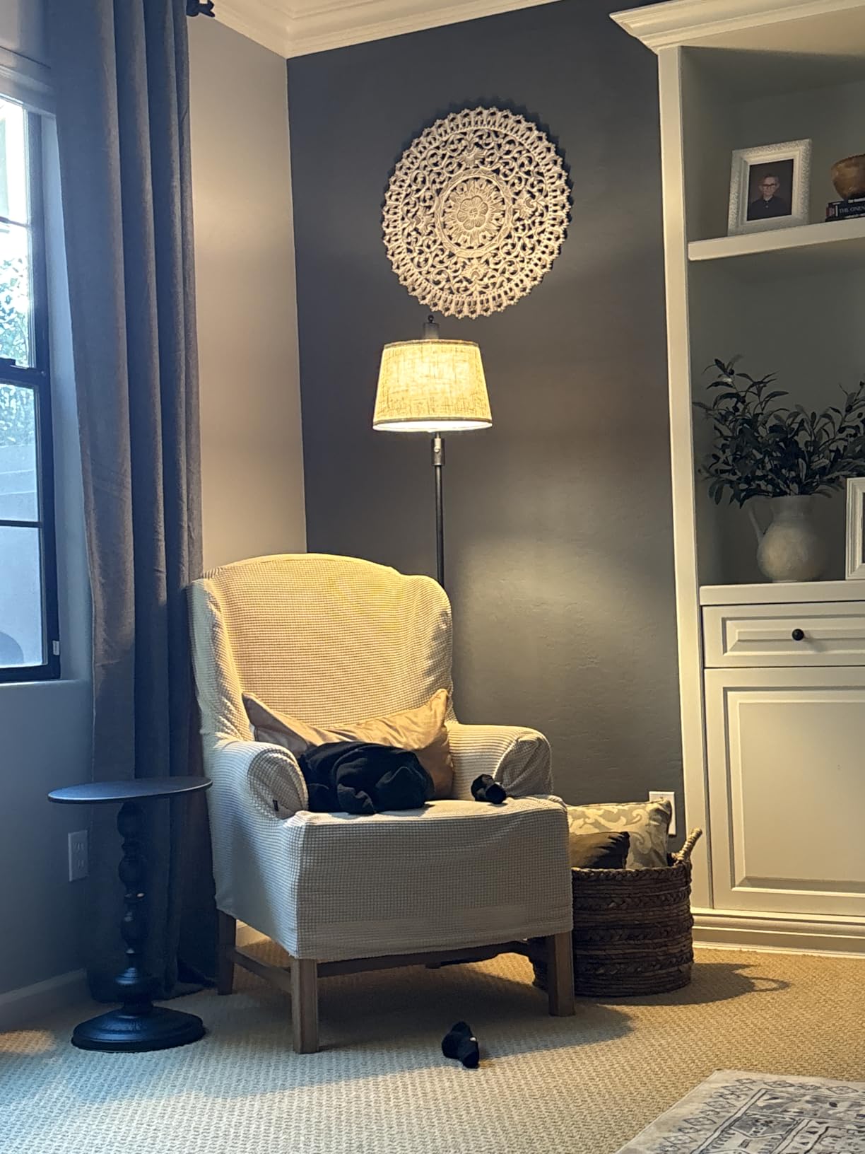 【Upgraded】 Dimmable Floor Lamp, 1000 Lumens LED Edison Bulb Included, Arc Floor Lamps for Living Room Modern Standing Lamp with Linen Shade, Tall Lamp for Bedroom Office Dining Room- Black customer photo 2