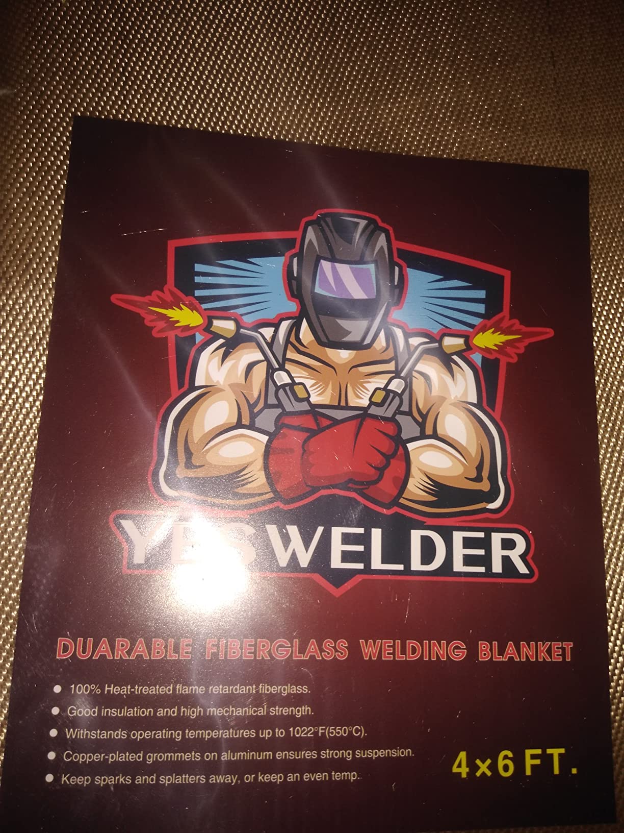 YESWELDER Heavy Duty Fiberglass Welding Blanket, 4 x 6ft Fireproof Insulation Blanket, 1/3(8mm) Thickened Weld Cover with Grommets, Thermal Resistant Insulation Welding Curtain Mat Grill customer photo 1