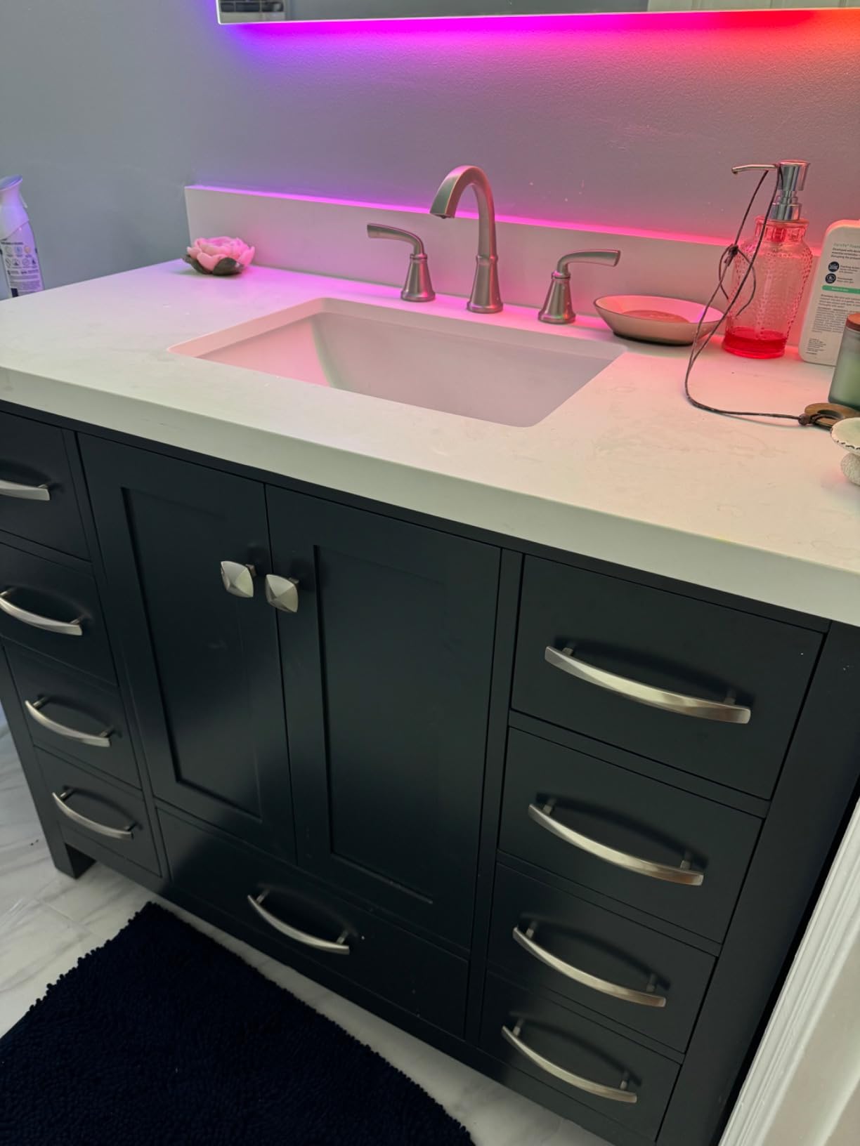 ARIEL Cambridge 72-inch Bathroom Vanity with Sink,Solid Wood, 1.5-inch Pure White Quartz Countertop & Backsplash, Double Rectangular Porcelain Sink, 4 Soft Closing Doors, 6 Dovetail Drawers, White customer photo 1