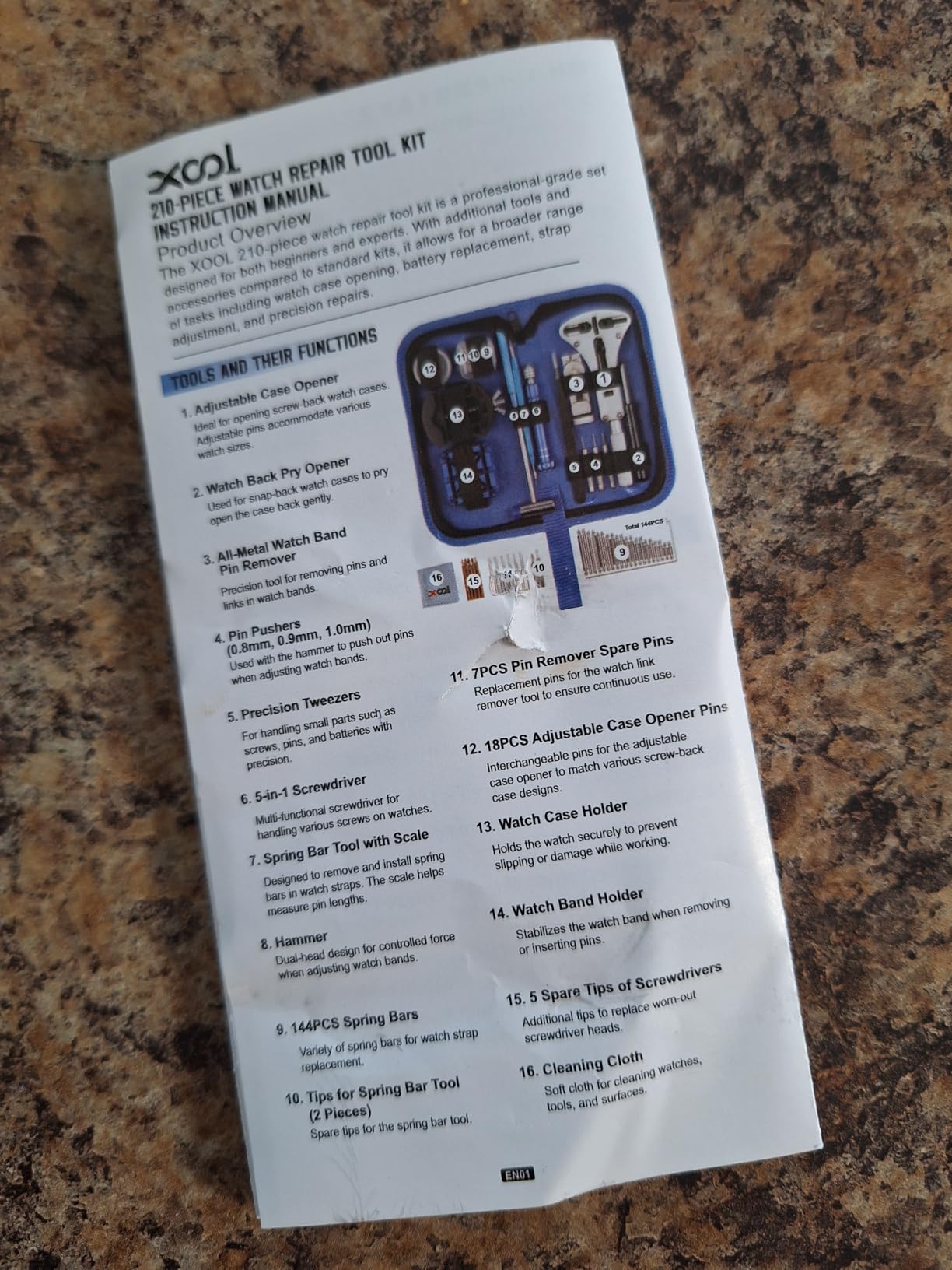 XOOL 210 PCS Watch Repair Kits, Including Watch Battery Change Kit, Watch Case Opener, Link Remover, Spring Bar Tools, Screwdrivers, and Portable Carrying Case with Instruction Manual customer photo 2