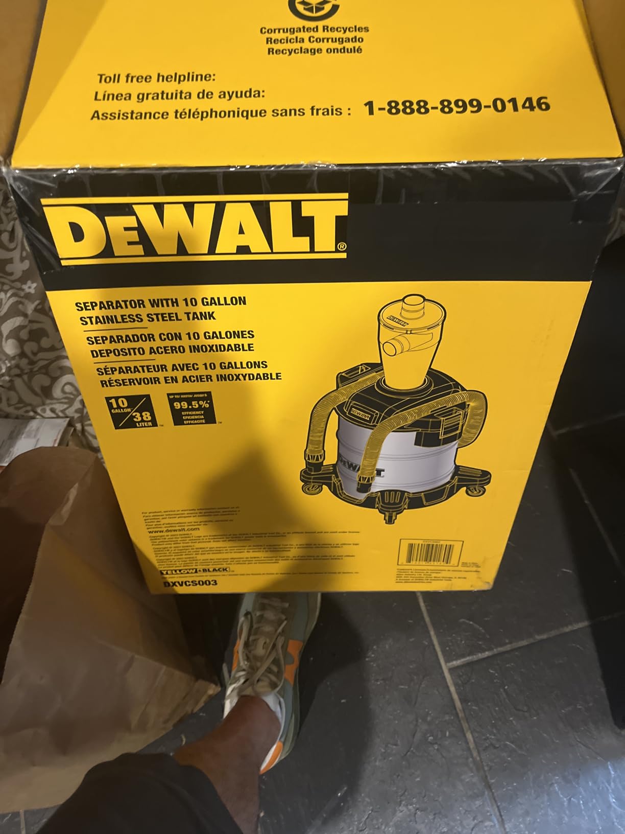 Dewalt Dust Separator with 10 Gal Stainless Steel Tank, 99.5% Efficiency Cyclone Dust Collector, High-Performance Cycle Powder Collector Filter, Dust Cyclone Collector, DXVCS003 customer photo 1