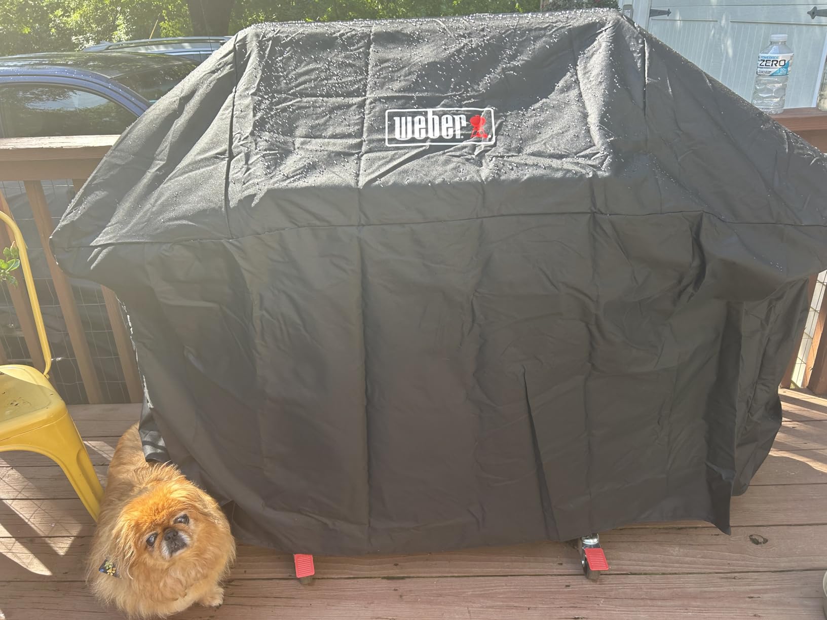 Weber Premium Outdoor Grill Cover - Water-Resistant Weather-Protective Grill Cover for Genesis 300 Series (3 Burners) Gas Grills, Durable Black Fabric with Secure Fastening Straps customer photo 2