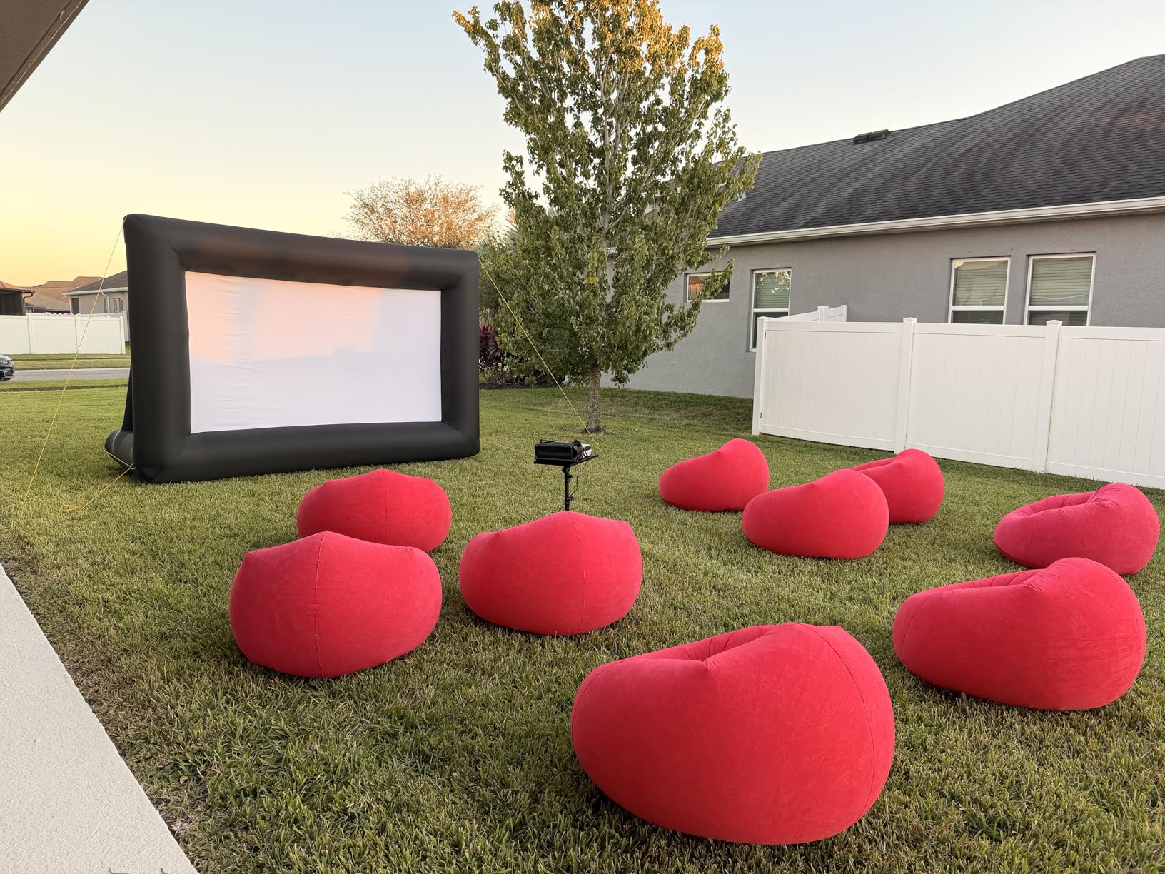 Inflatable Projector Screen - 14FT Outdoor Movie Screen Blow Up for Movie Parties Backyard Outside with Air Blower and Carry Bag, Front and Rear Projection customer photo 2