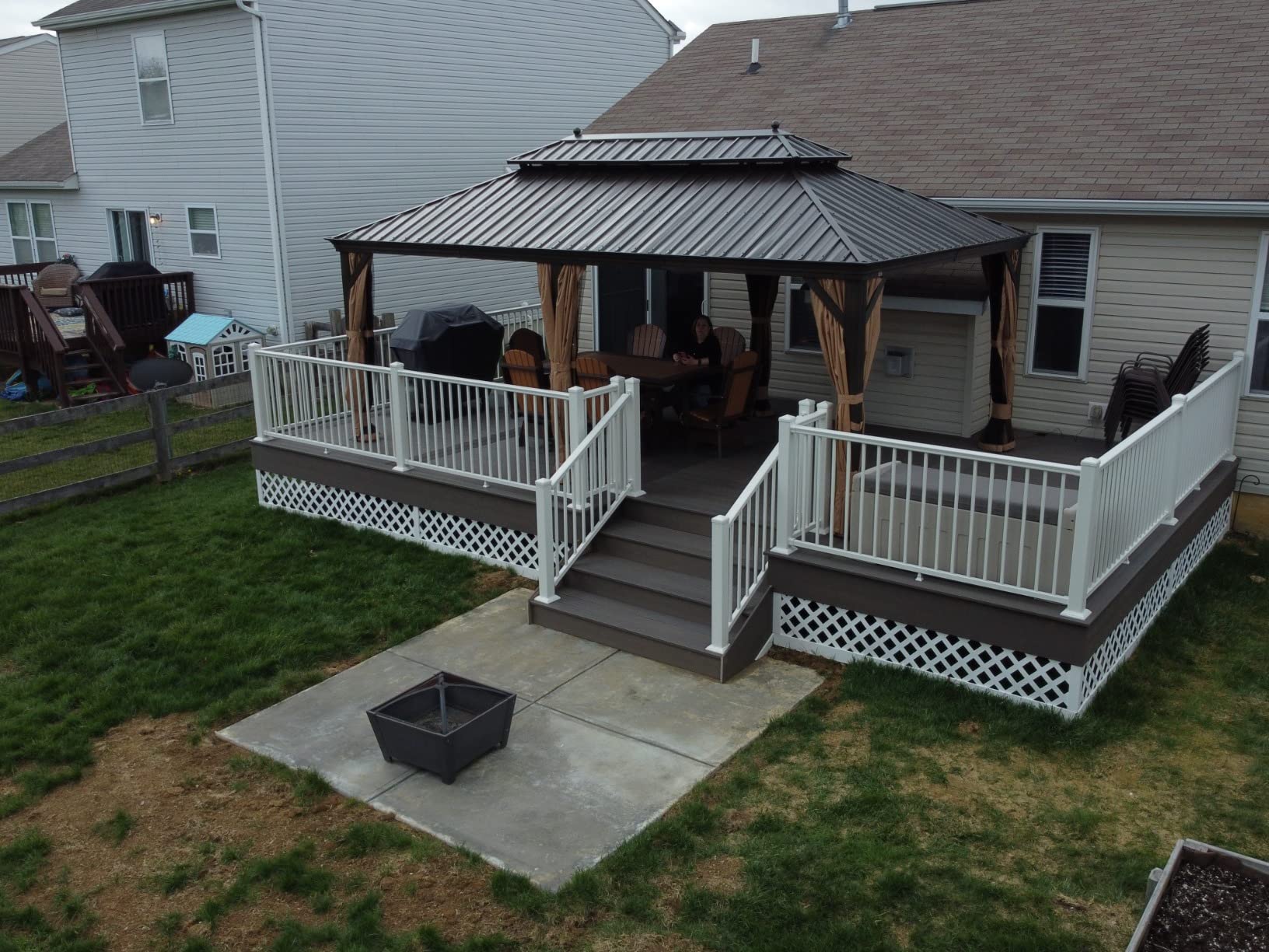 PURPLE LEAF 12' X 14' Outdoor Hardtop Gazebo Permanent Outside Heavy Duty Sun Shade Deck Canopy for Patio All Weather Aluminum Metal Roof Backyard Pavilion with Netting and Curtains customer photo 2