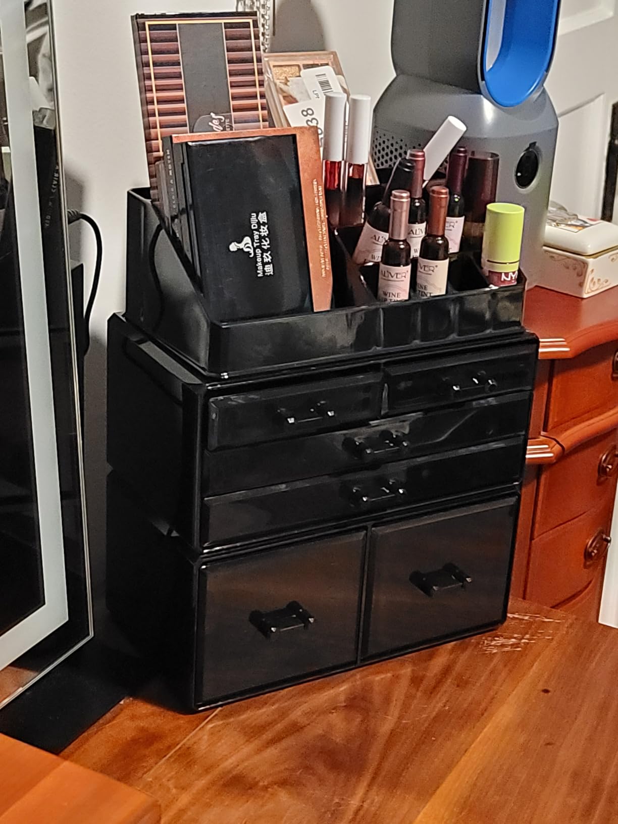 READAEER Makeup Organizer 3 Pieces Cosmetic Storage Case with 6 Drawers (Black) customer photo 1