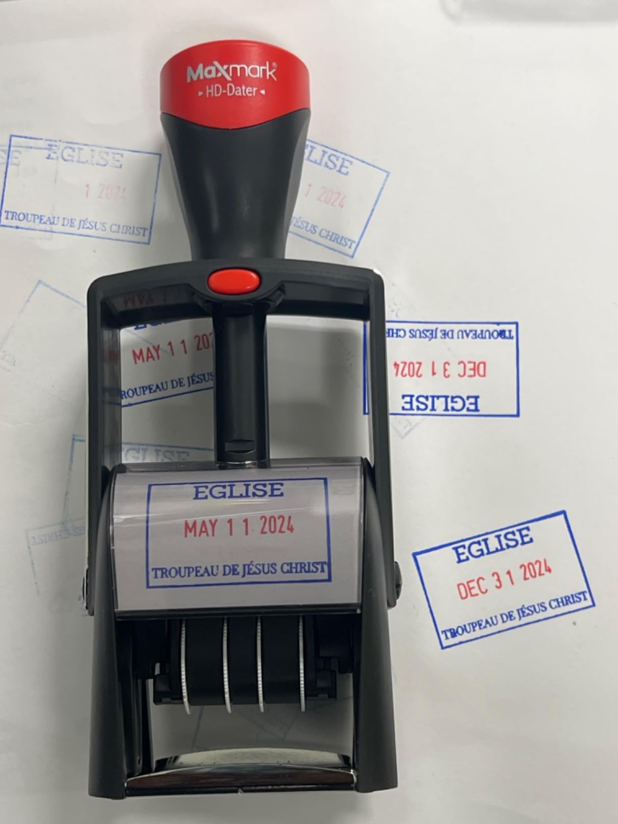 MaxMark Heavy Duty Date Stamp with 4-Line Custom Text, Self Inking Date Stamp - 2160 - Choose from Many Font and Color Options customer photo 1