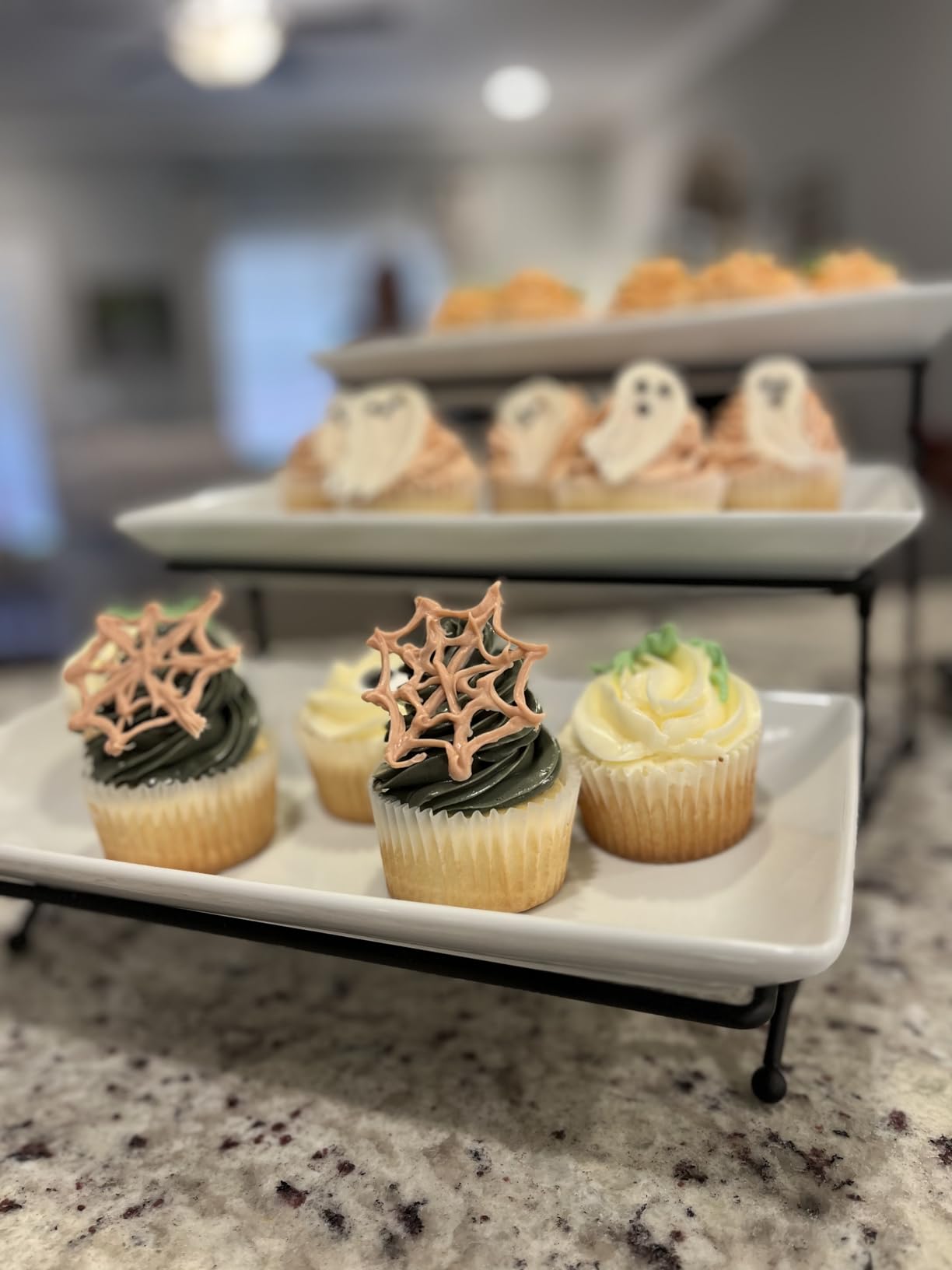 Gomakren 3 Tier Serving Trays Stand Porcelain Serving Platters 12 Inch White Serving Plates Dinner Platters for Appetizer Snack Fruit Cup Cake Tray Display Serving Dishes for Entertaining customer photo 1