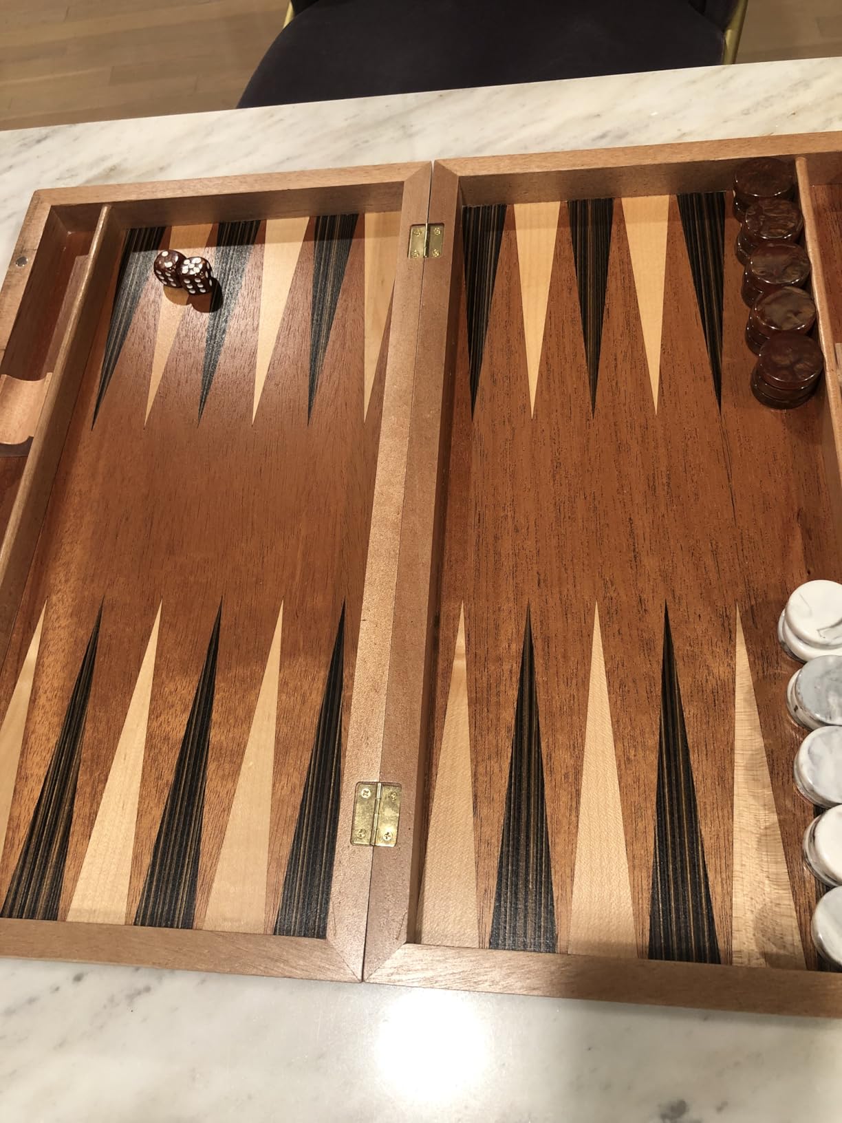 17 Inch Backgammon Sets for Adults. Beautiful Wood Inlaid Backgammon Board Game Set with Unique Checkers & Dice. Large Back Gammon Game Sets Travel Size for 2 Players Nardi or Tavla customer photo 2