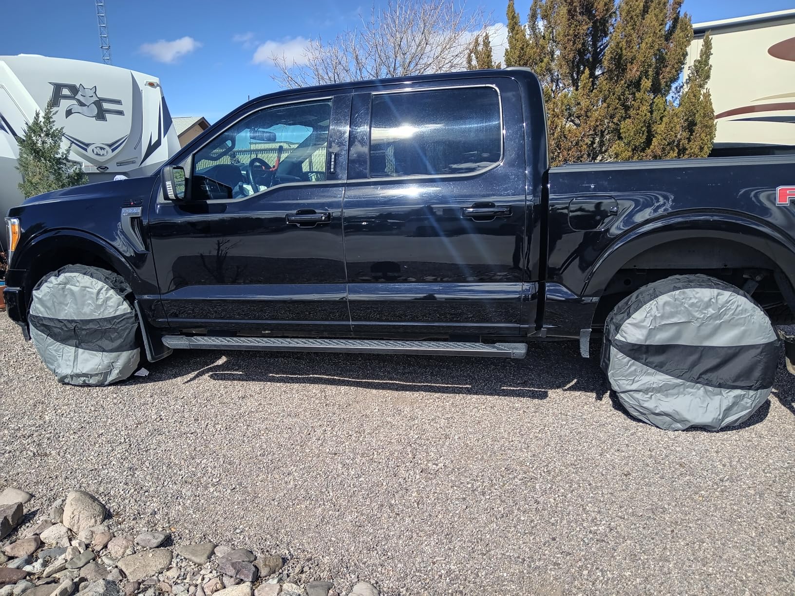Explore Land Tire Covers 4 Pack - Tough Wheel Protector for Truck, SUV, Trailer, Camper, RV Universal Fits Tire Diameters 39''-42'', Black customer photo 2
