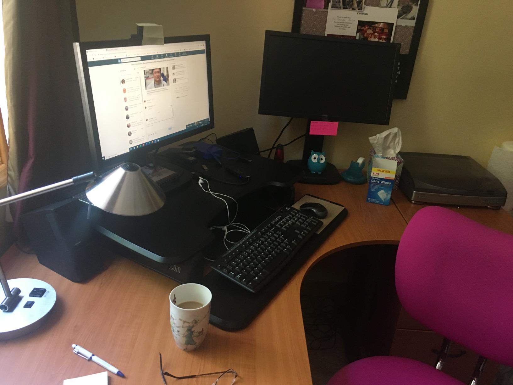 Vari - VariDesk Essential 36 - Two-Tier Standing Desk Converter for Monitor & Accessories - Height Adjustable Sit Stand Desk - Fully Assembled Monitor Riser for Home Office - 36