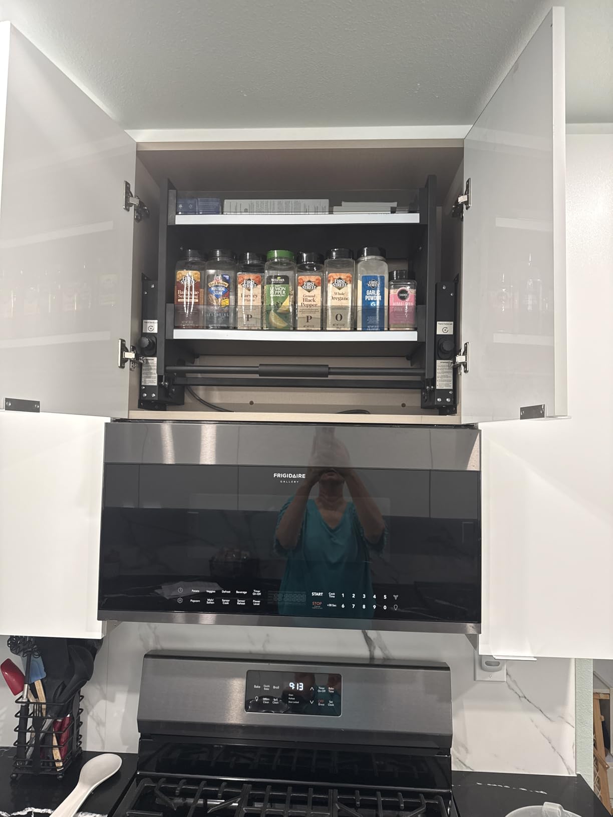 Pull Down Shelf Upper Kitchen Wall Cabinet Storage Organizer (36inch Cabinet) Black customer photo 1