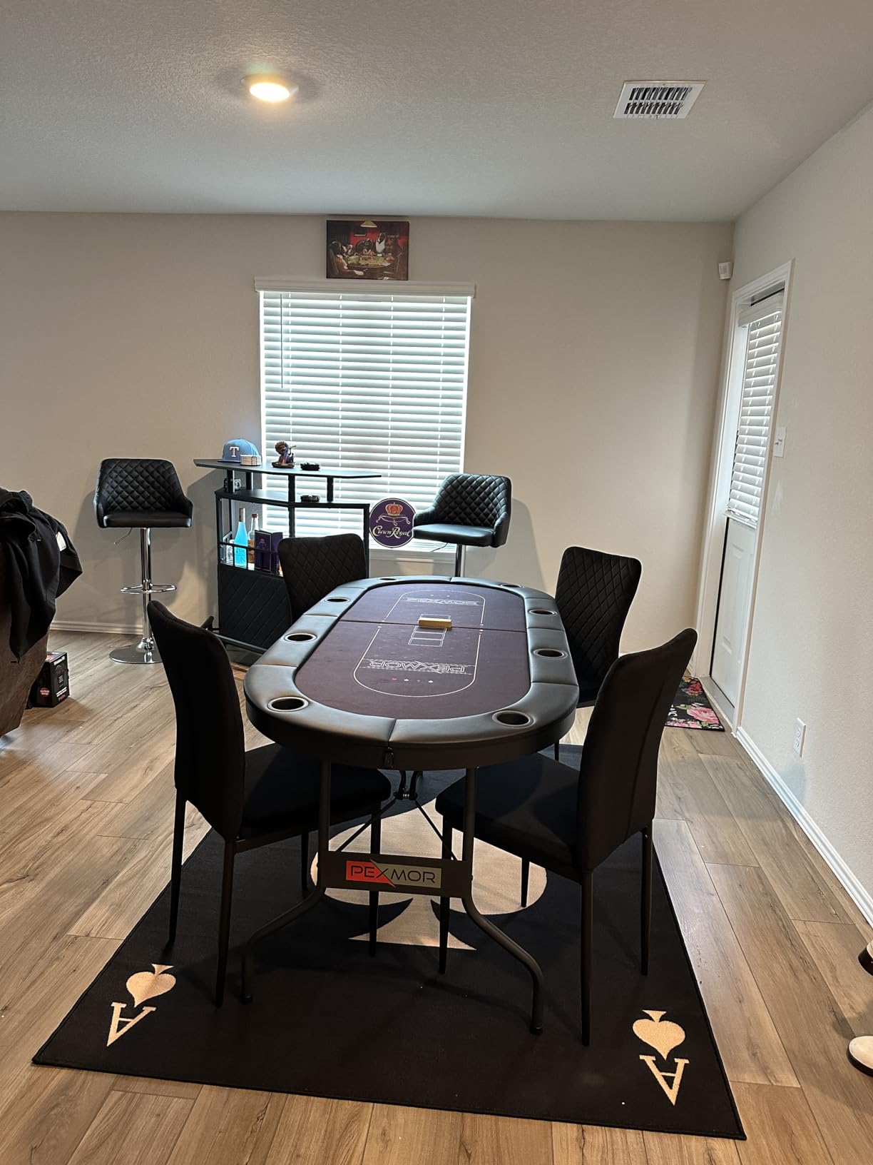 PEXMOR 8 Player Foldable Poker Table, Folding Texas Holdem Blackjack Casino Game Table w/Deeper Stainless Steel Cup Holders| Casino-Grade Felt| Water-Resistant Cushioned Rail, Fully Assembled customer photo 2