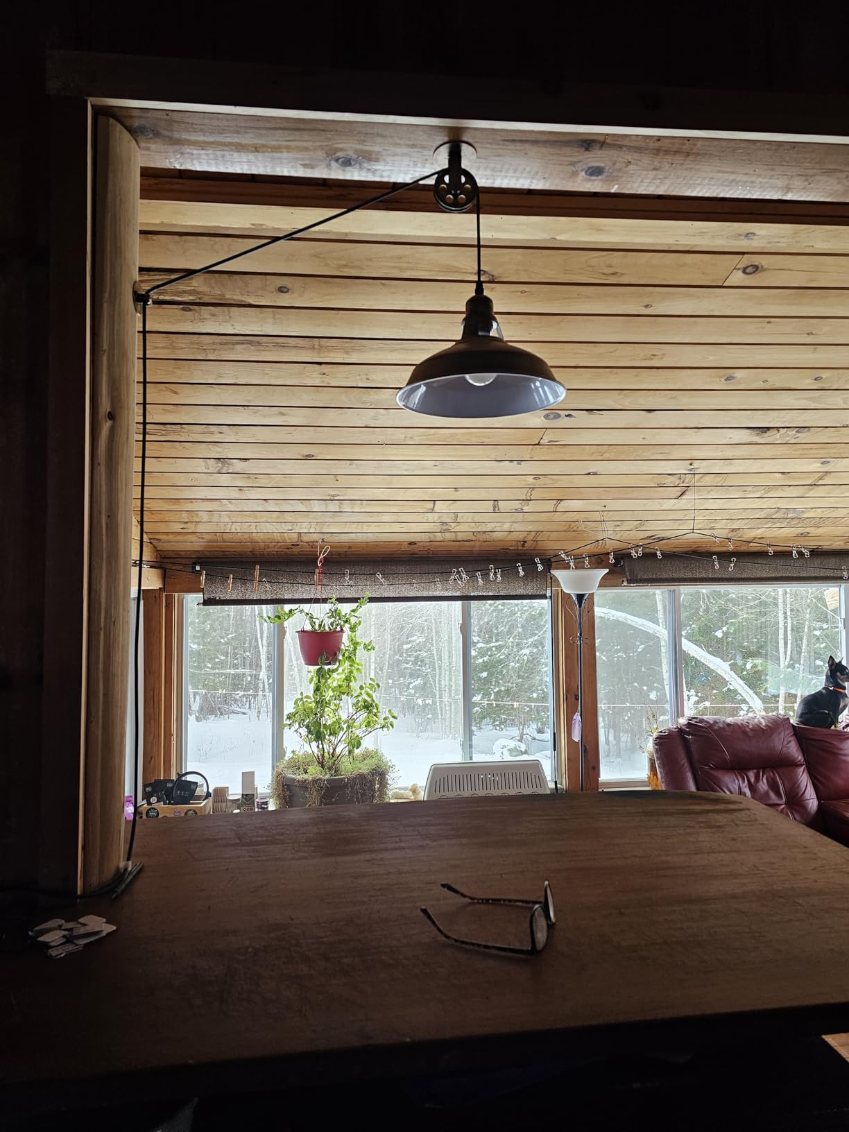 Plug in Pendant Light Industrial Pulley Pendant Lamp E26 Vintage Hanging Light Fixture With 16.4ft Cord On/Off Switch For Pool Table,Houseplant Grow lights,Kitchen Island,Sink 2 Pack Aged Bronze customer photo 1