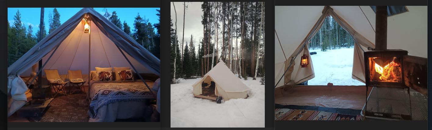 MC TOMOUNT Canvas Tent Bell Tent Yurt with Stove Jack Zipped Removable Floor for Glamping Truck Car Camping customer photo 1