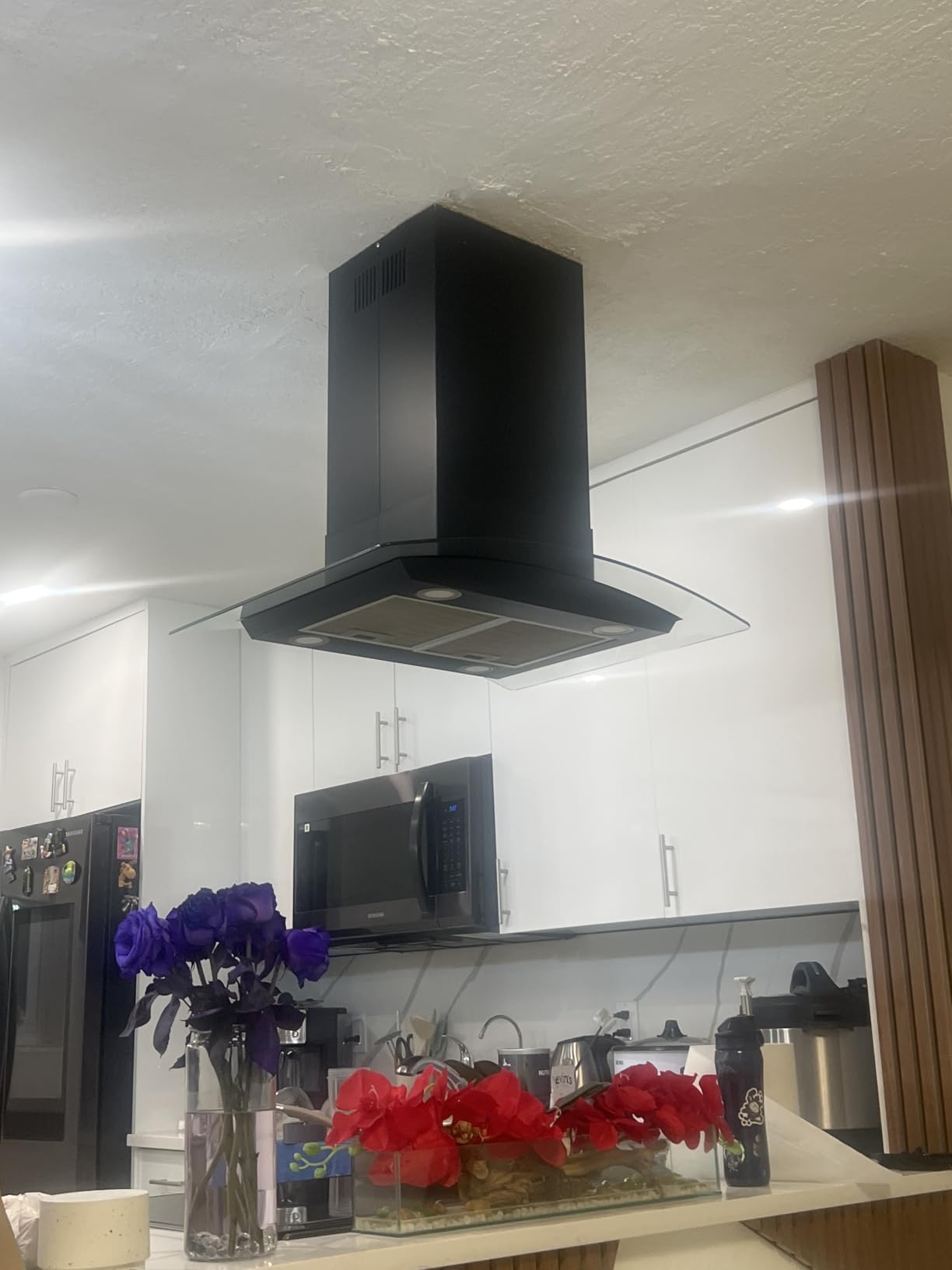 36 Inch Island Range Hood 700CFM Gesture & Touch Control Ceiling Mount Stainless Steel Ducted/Ductless Convertible, Ceiling Mount Vent Hood, Baffle Filter Exhaust Fan Extractor customer photo 1