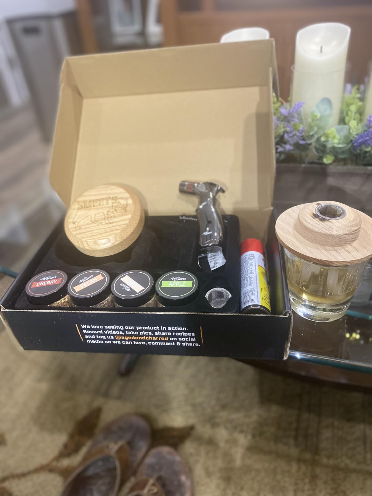 Whiskey Smoker Kit with Torch and Butane and Old Fashioned Syrup - 8 Flavors Wood Chips, 100% USA Oak, High-End Set - Old Fashioned Bourbon Cocktail Smoker Kit Gift for Men Dad customer photo 2