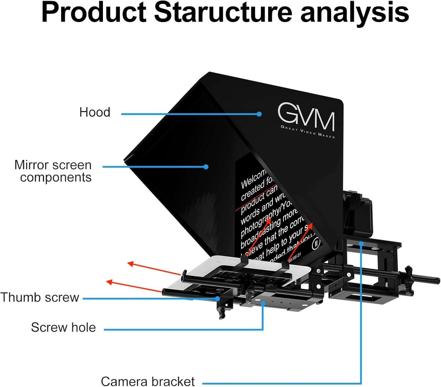 GVM Teleprompters for ipad Tablet DSLR Camera Portable 18'' Teleprompter Kit with Remote Control & App, Solid Aluminum Constructions, Colorless Spectroscope customer photo 1