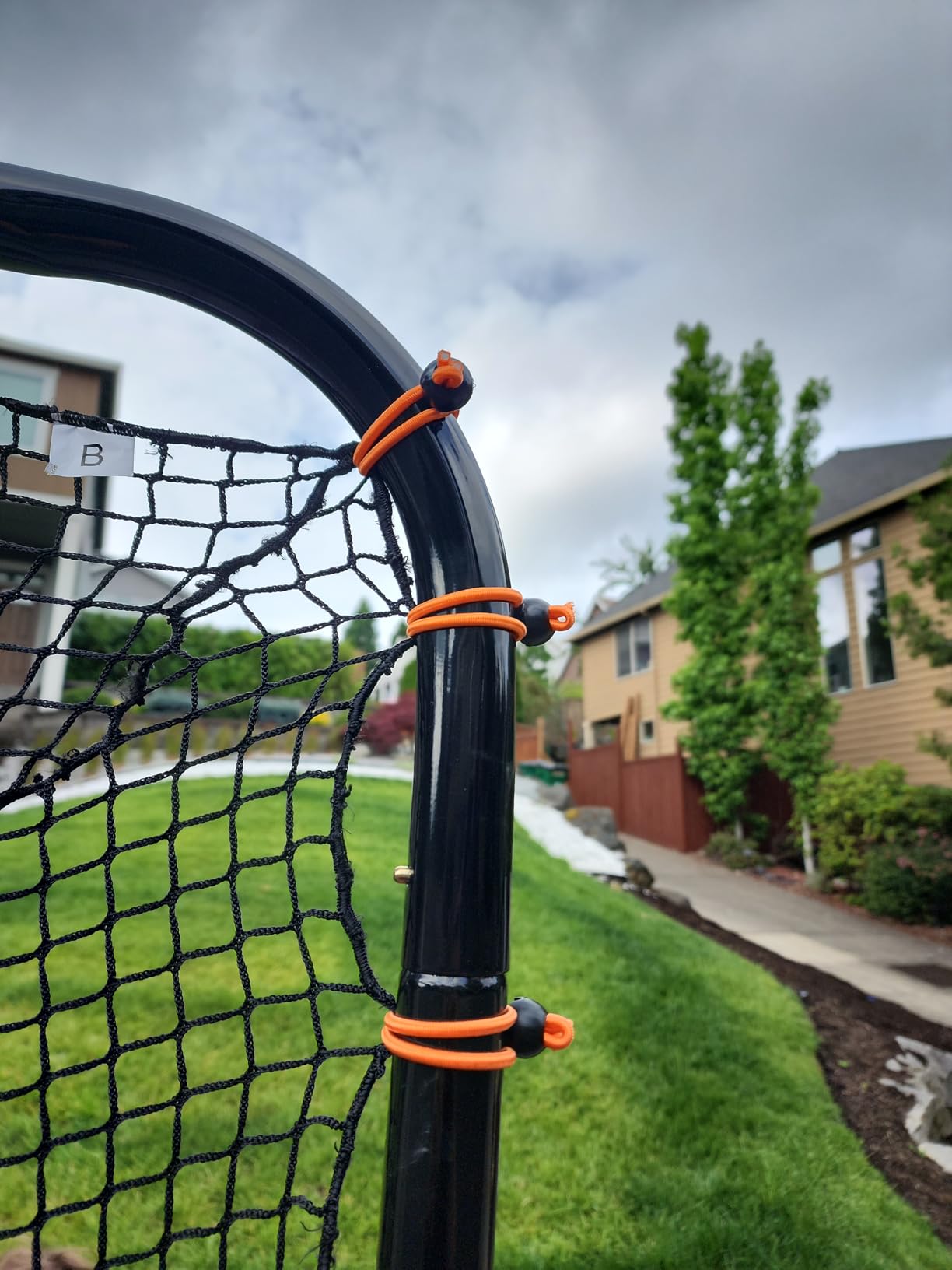 Lacrosse Goal Net (6'W x 6'H x 7'D) Folding Lacrosse Net for Backyard | Powder Coated Steel Frame, UV Treated Netting, Use with Rebounder & Backstop Goal Nets [Includes Carrying Bag & U Stakes] customer photo 1