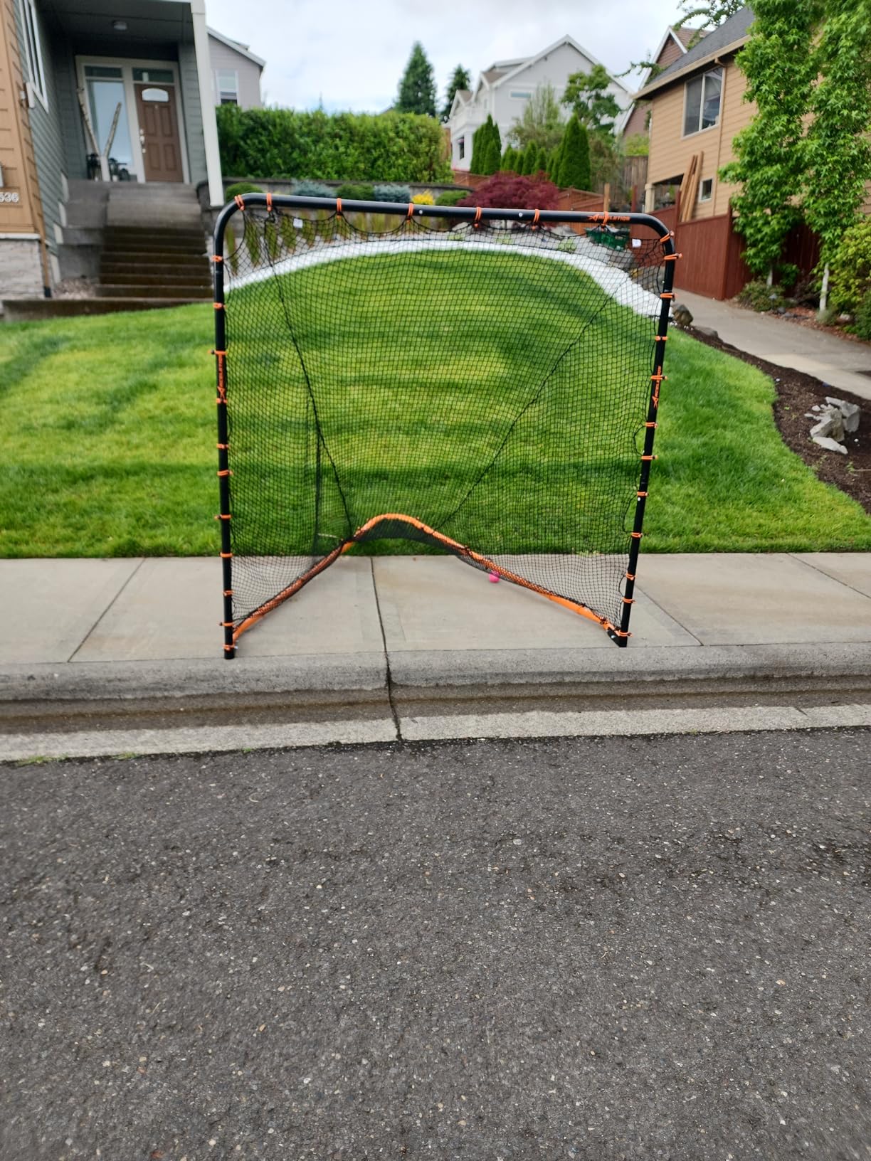 Lacrosse Goal Net (6'W x 6'H x 7'D) Folding Lacrosse Net for Backyard | Powder Coated Steel Frame, UV Treated Netting, Use with Rebounder & Backstop Goal Nets [Includes Carrying Bag & U Stakes] customer photo 2