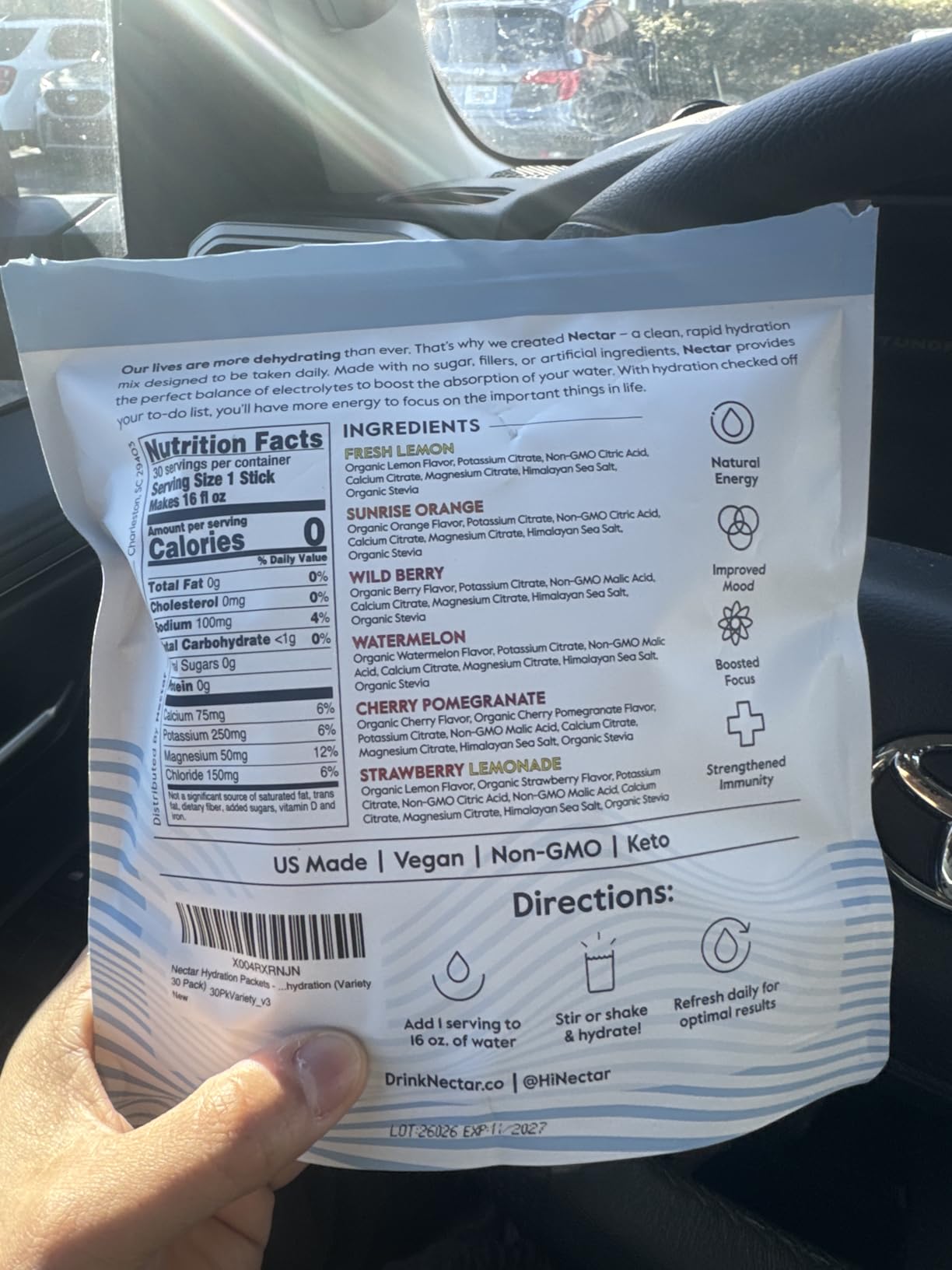 Nectar Hydration Packets - Electrolytes Powder Packets - Sugar Free & 0 Calorie - Organic Fruit Liquid Daily IV Electrolytes Powder for Dehydration Relief and Rehydration (Variety 30 Pack) customer photo 1