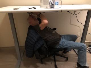 Vari Classic Electric Standing Desk - VariDesk Height Adjustable Sit/Stand Desk - Dual Motor with Memory Presets, Stable Legs - Gaming, Home Office Workstation - 72x30 (Butcher Block/Slate Legs) customer photo 2