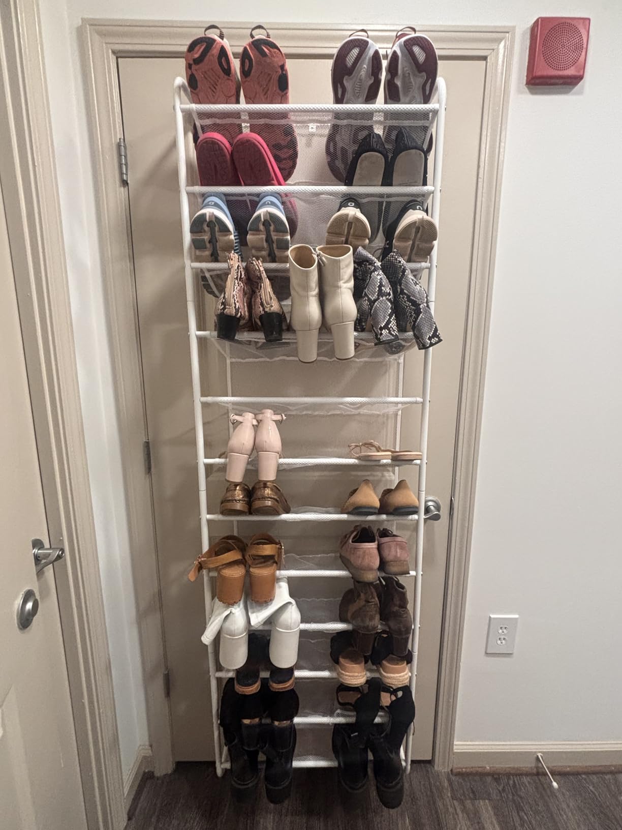 Whitmor 36 Pair Over The Door Shoe Organizer, 12 Tier Hanging Shoe Organizer, Heavy Duty Metal & Mesh Shoe Holder, Hanging Shoe Rack for Closet Organizer & Storage, 69