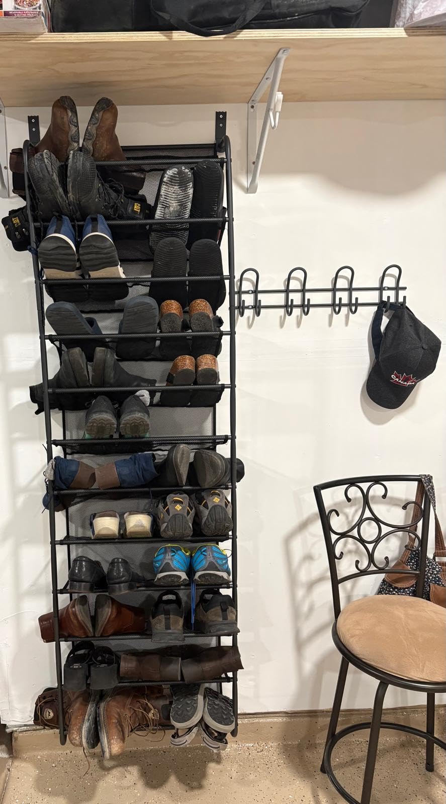 Whitmor 36 Pair Over The Door Shoe Organizer, 12 Tier Hanging Shoe Organizer, Heavy Duty Metal & Mesh Shoe Holder, Hanging Shoe Rack for Closet Organizer & Storage, 69