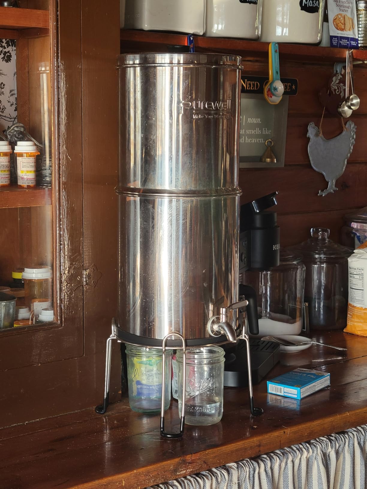 Purewell 3-Stage 0.01μm Ultra-Filtration Gravity Water Filter System, NSF/ANSI 42&372 Certification, 304 Stainless Steel Countertop System with 2 Filters and Stand, Reduce 99% Chlorine, 2.25G, PW-OB customer photo 1