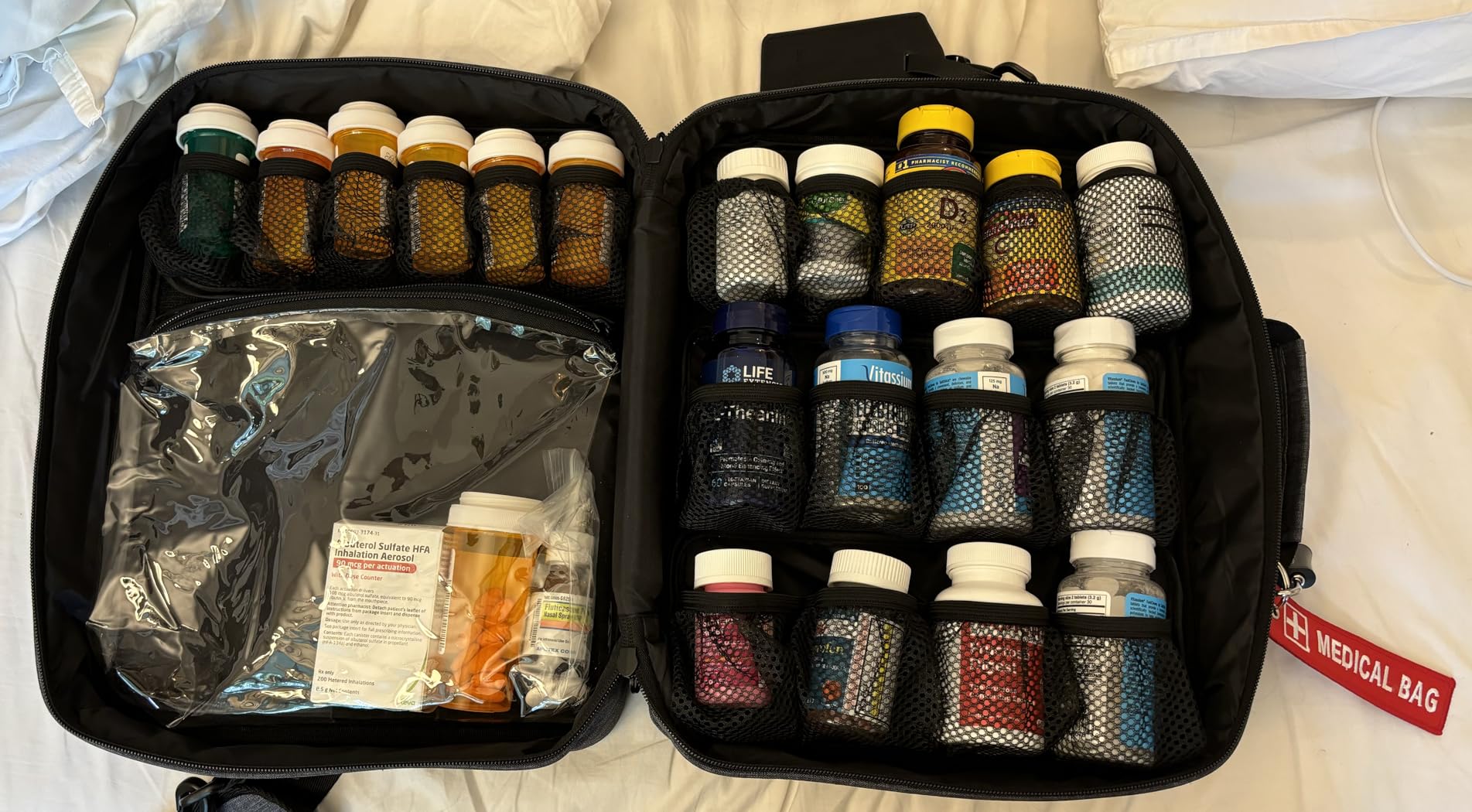 Extra-Large Pill Bottle Organizer, Medicine Bag, Carrier for Medications, Vitamins, and Medical Supplies - Modular Travel Medicine Organizer and Home Storage Med Bag - Dark Gray (with Lock) customer photo 2