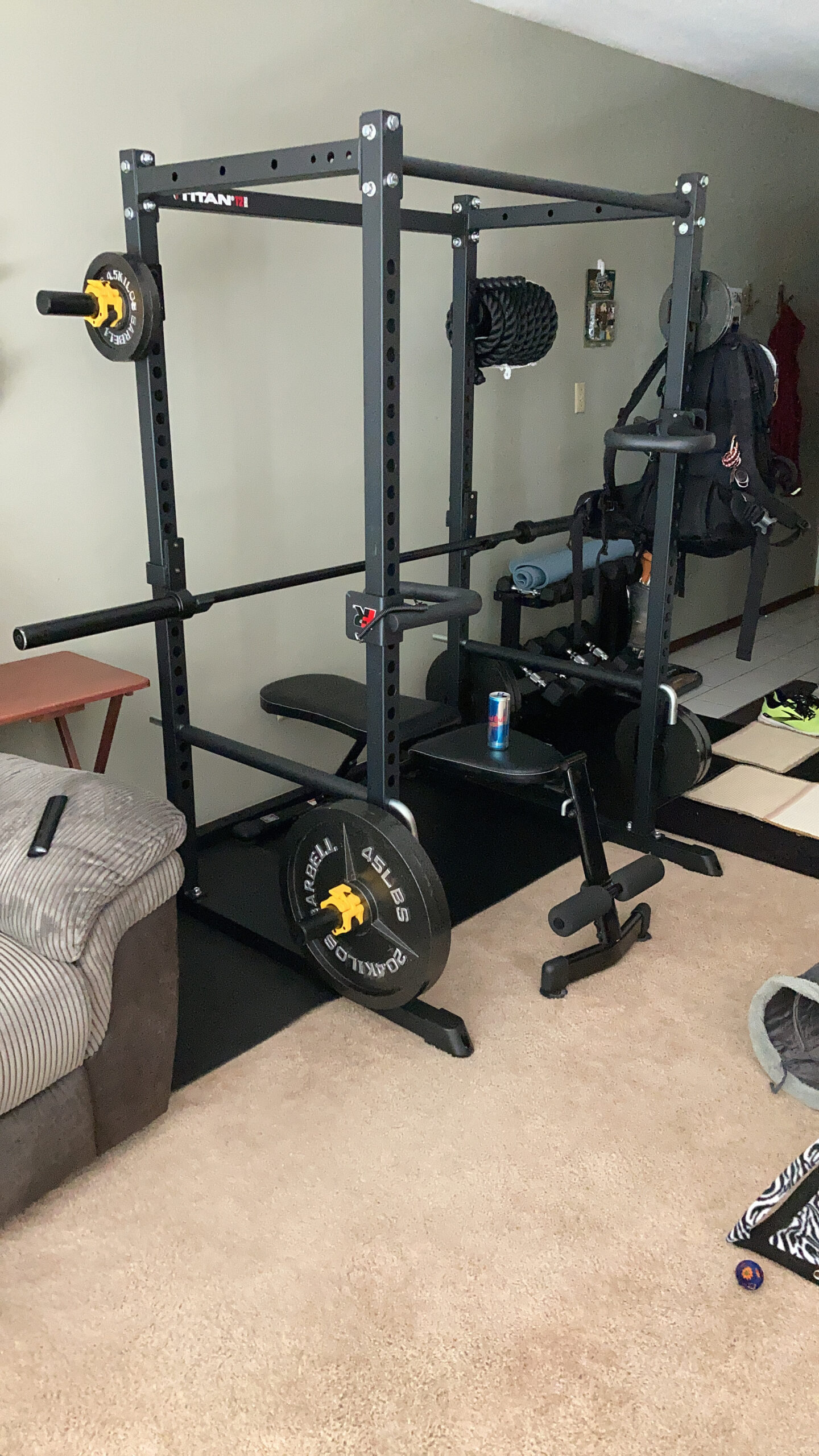 Titan Fitness T-2 Series Short Power Rack, Skinny Pull Up Bar, Pin and Pipe Safeties, Standard J-Hooks, for Home Garage Gym Weightlifting and Strength Training customer photo 2