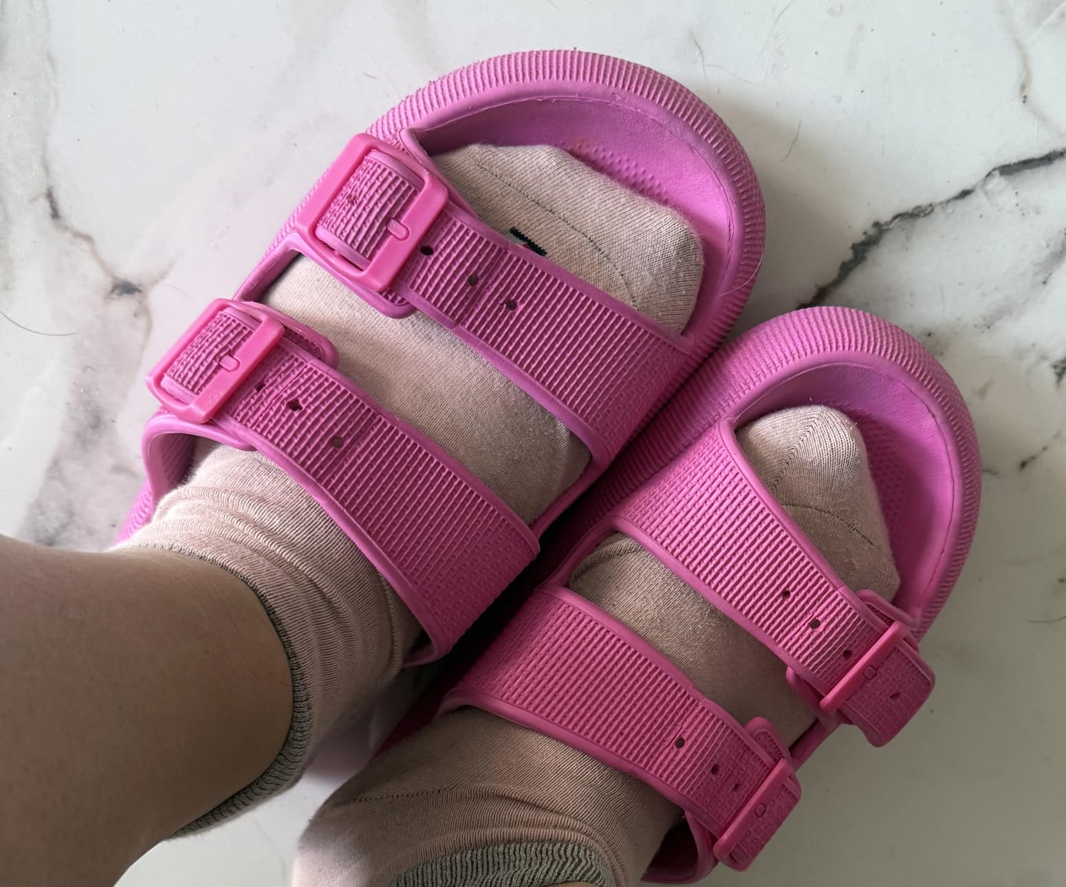 CUSHIONAIRE Fame Pillow Recovery Sandals for Women Adjustable Double Buckle customer photo 1