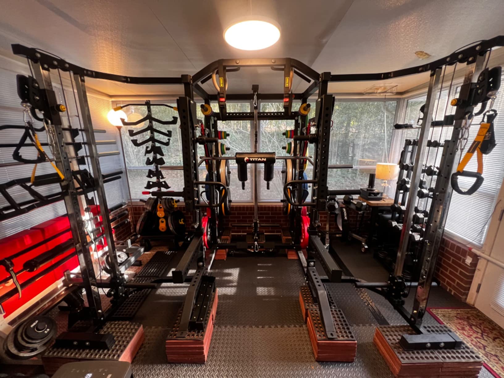 Titan Fitness Rackable Safety Squat Bar, Cambered Safety Squat Barbell with 5