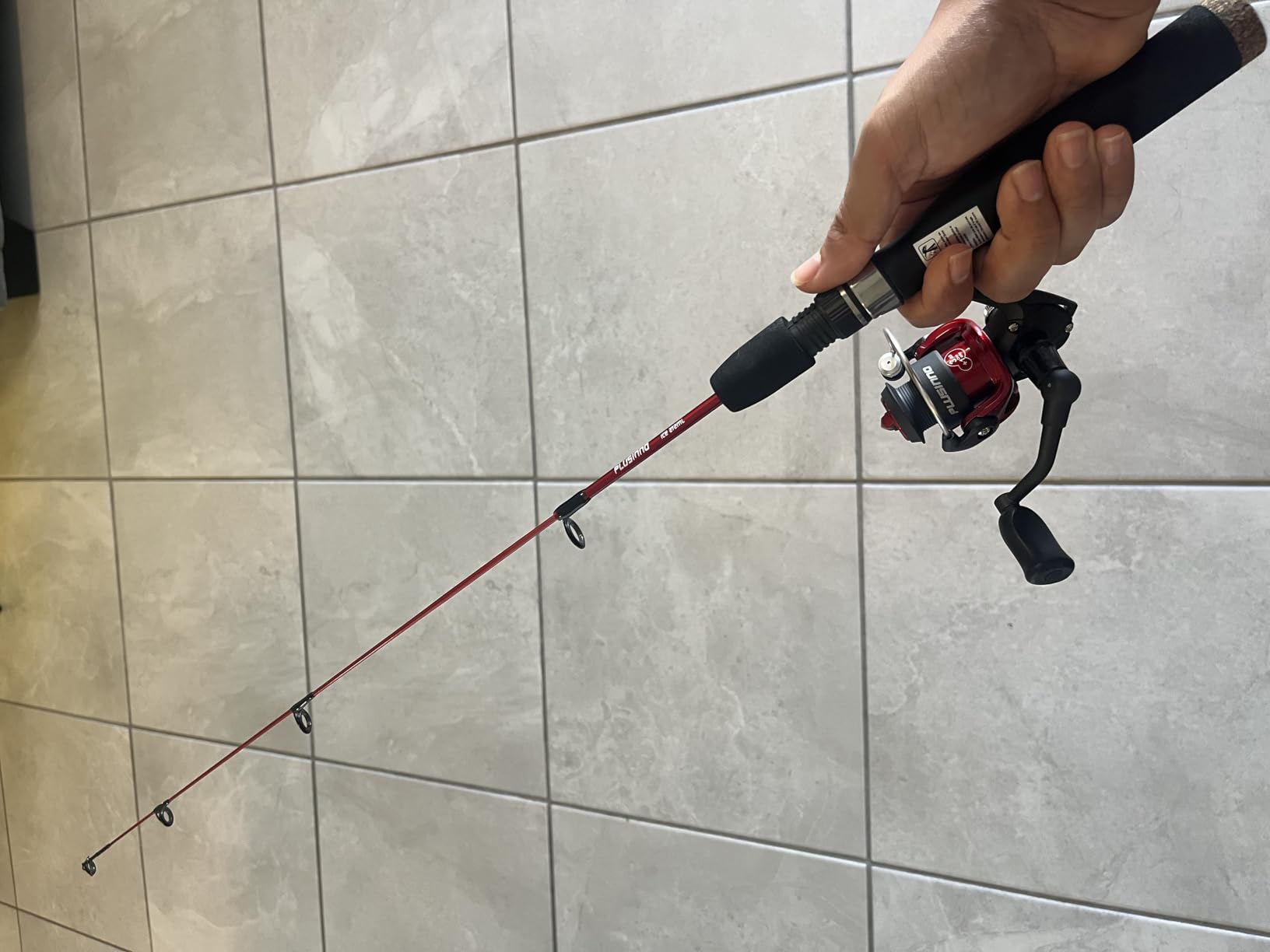 PLUSINNO Ultralight Winter Ice Fishing Rod Reel Combo 26/27/28 inch. Medium Light Fast Action Multi-Species Spinning Ice Fishing Pole Tackle Walleye Perch Panfish Bluegill-PP customer photo 2