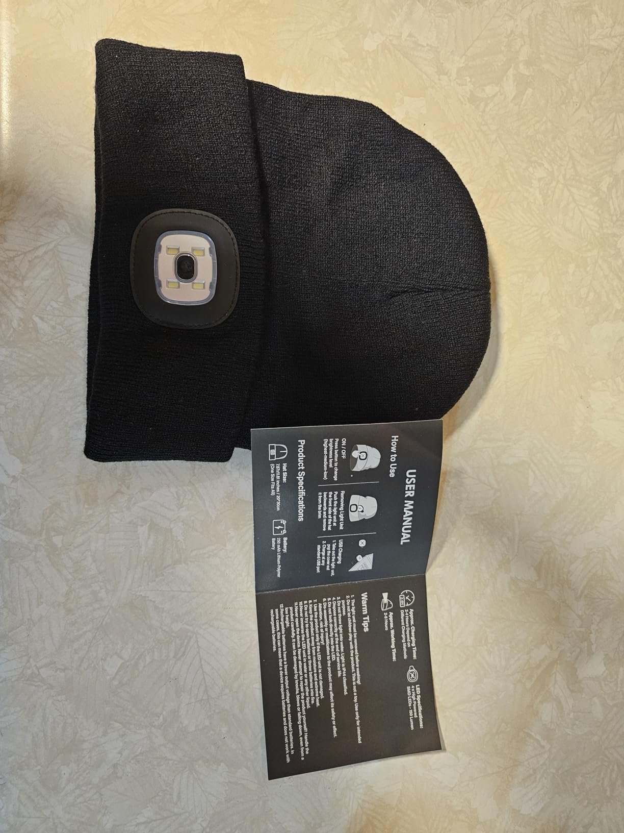 MELASA Unisex Hat with Light, USB Rechargeable Hands Free Headlamp LED Beanie, Winter Gifts for Men Dad Father Husband Him customer photo 1