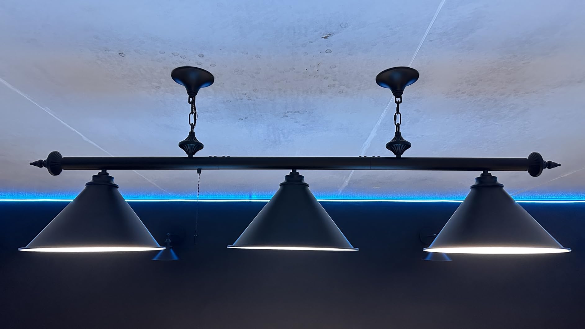 mirrea 59in Billiard Pool Table Light with Pull Chain Switch on Pendant Light Fixture 3 Lights with Matte Black Shade customer photo 1