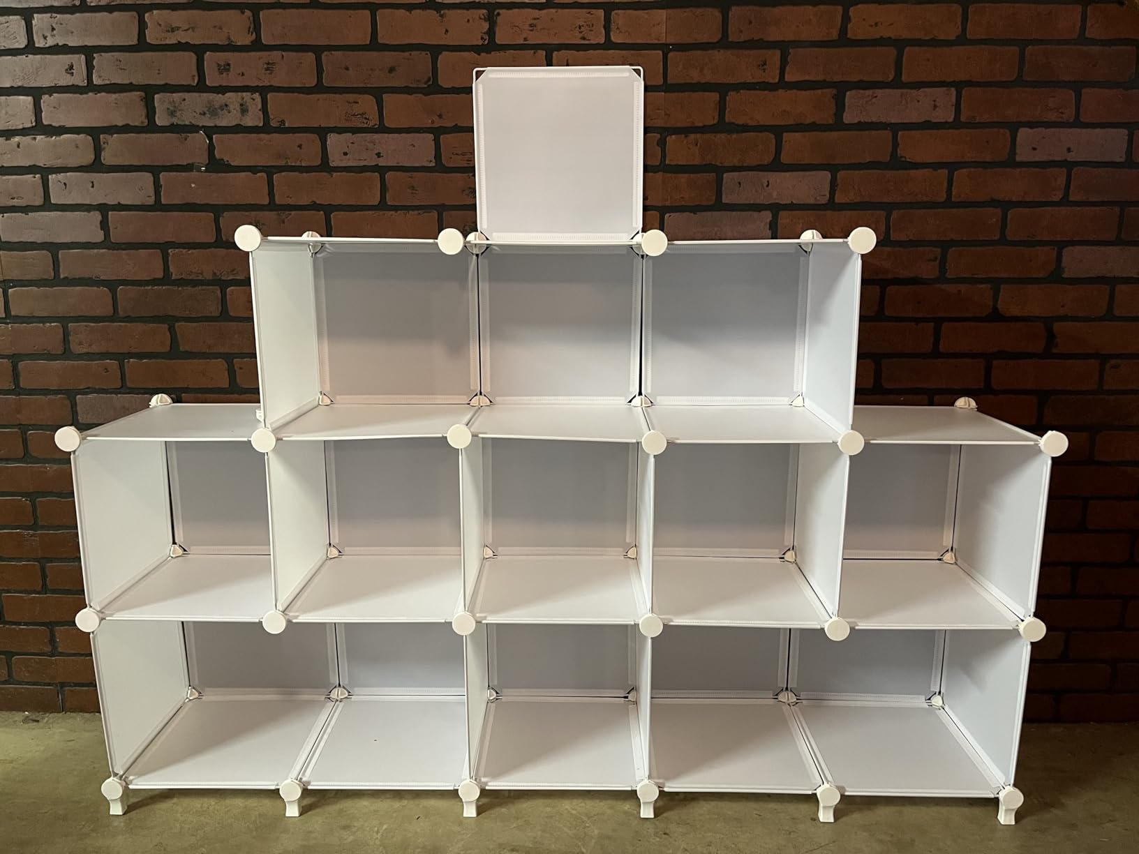 AWTATOS Cube Storage Organizer Storage 12 Cube Bookshelf DIY Plastic Closet Clothes Storage Shelves with Wooden Mallet, Stackable Storage Solution for Home, Bedroom, White customer photo 2